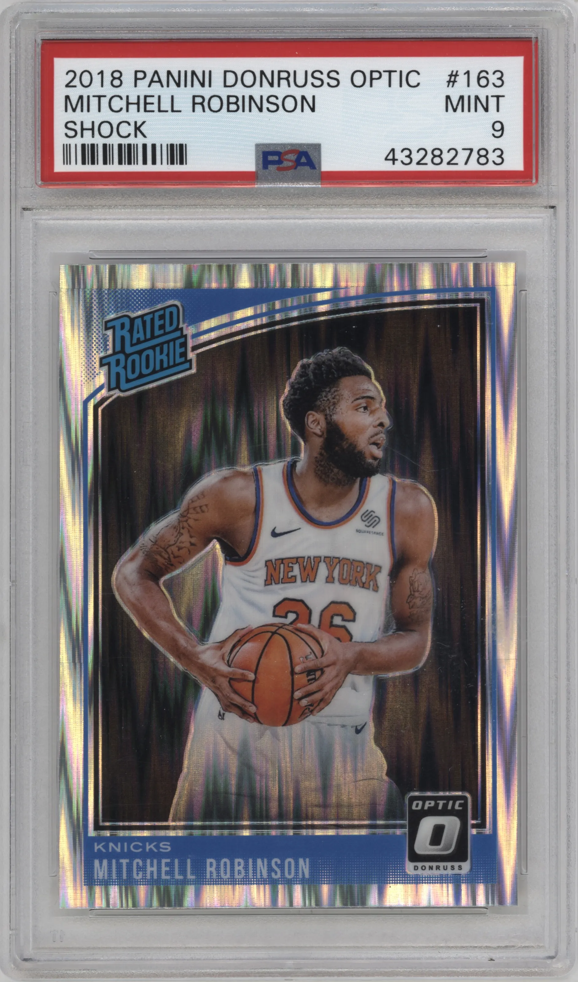 2018 Panini Donruss Optic Rated Rookie Mitchell Robinson Shock PSA 9
