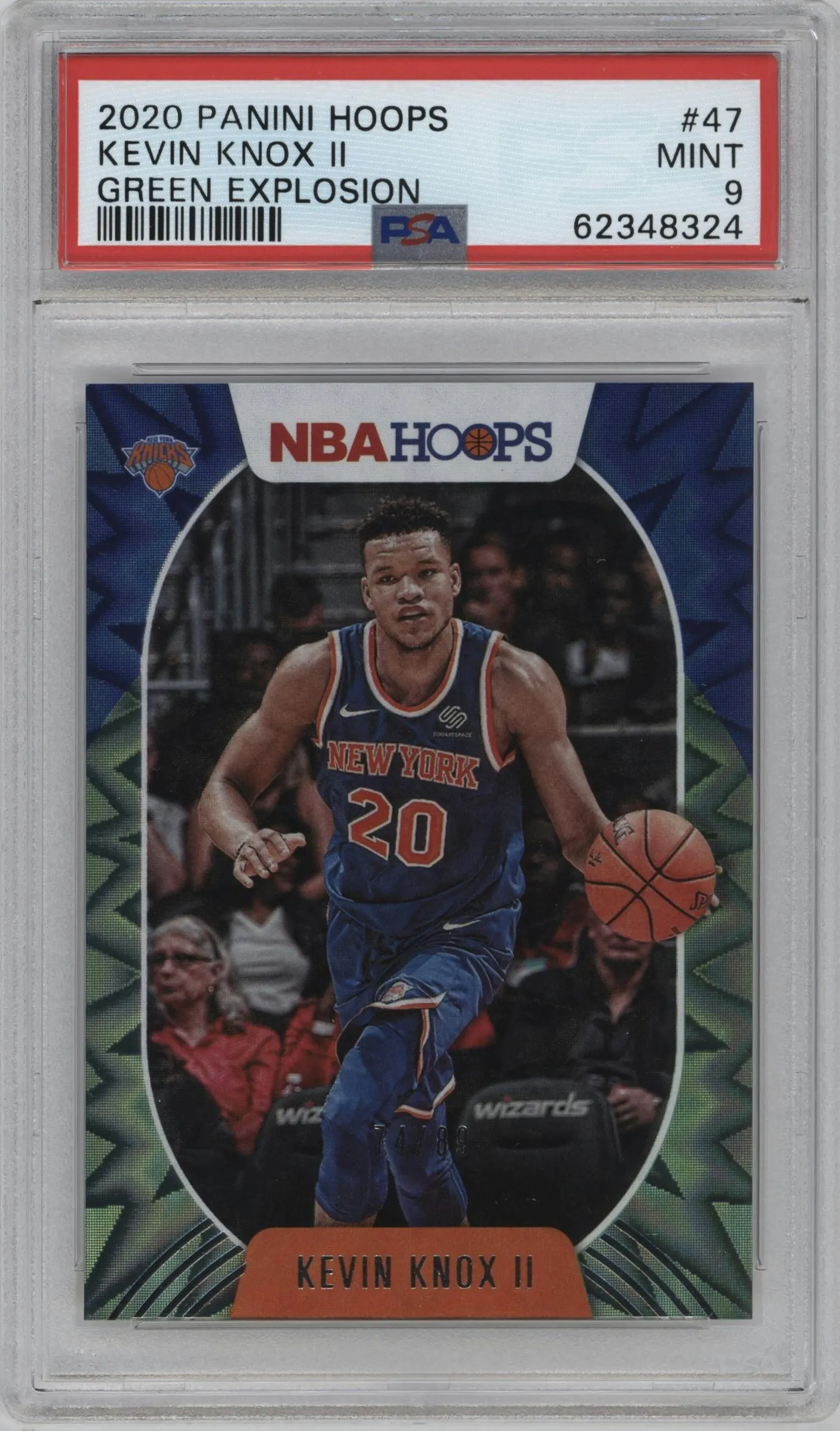 2020 Panini NBA Hoops Kevin Knox II Green Explosion #47 PSA 9