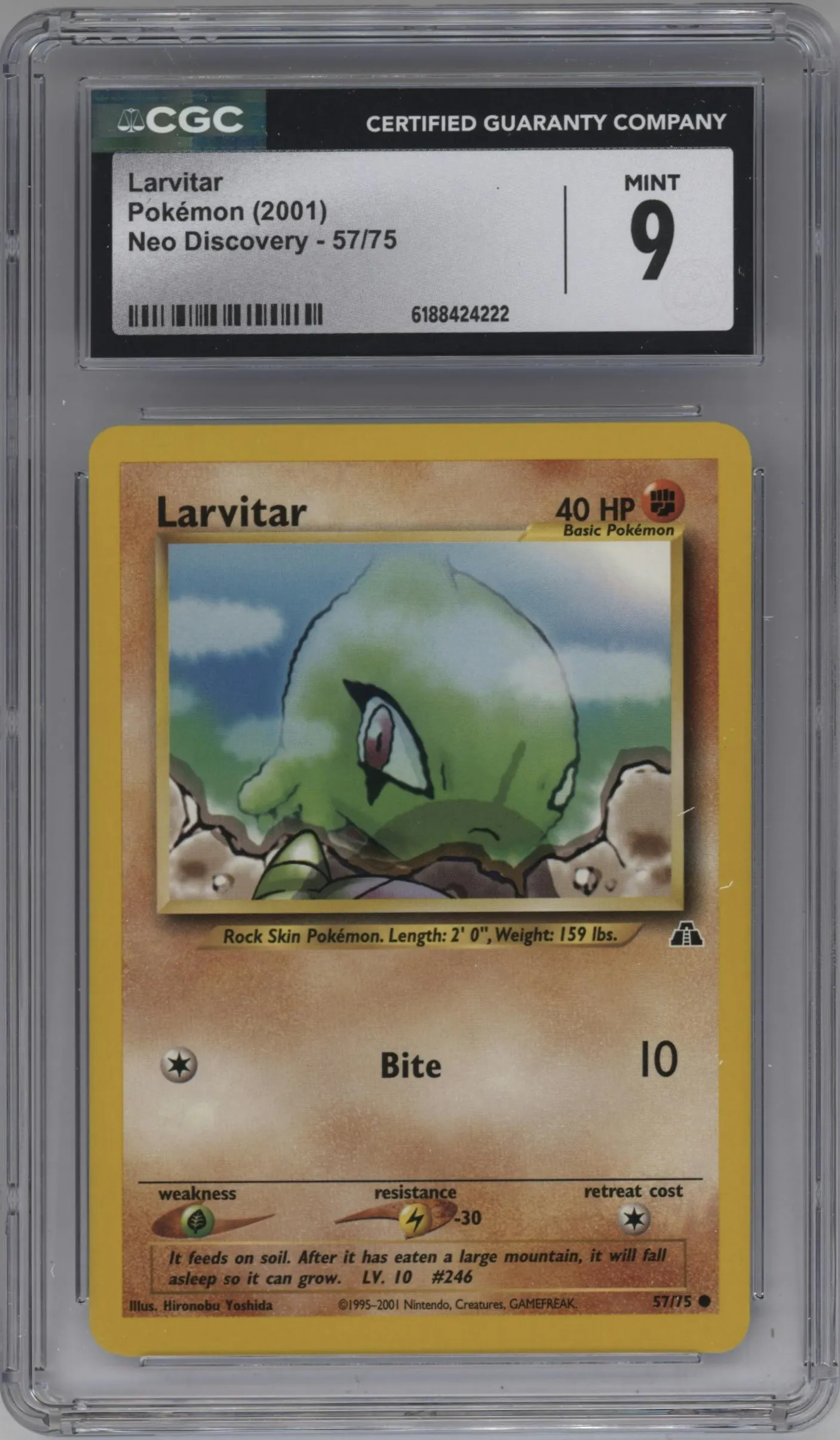 2001 Pokemon Neo Genesis Neo Discovery Larvitar #57 CGC 9