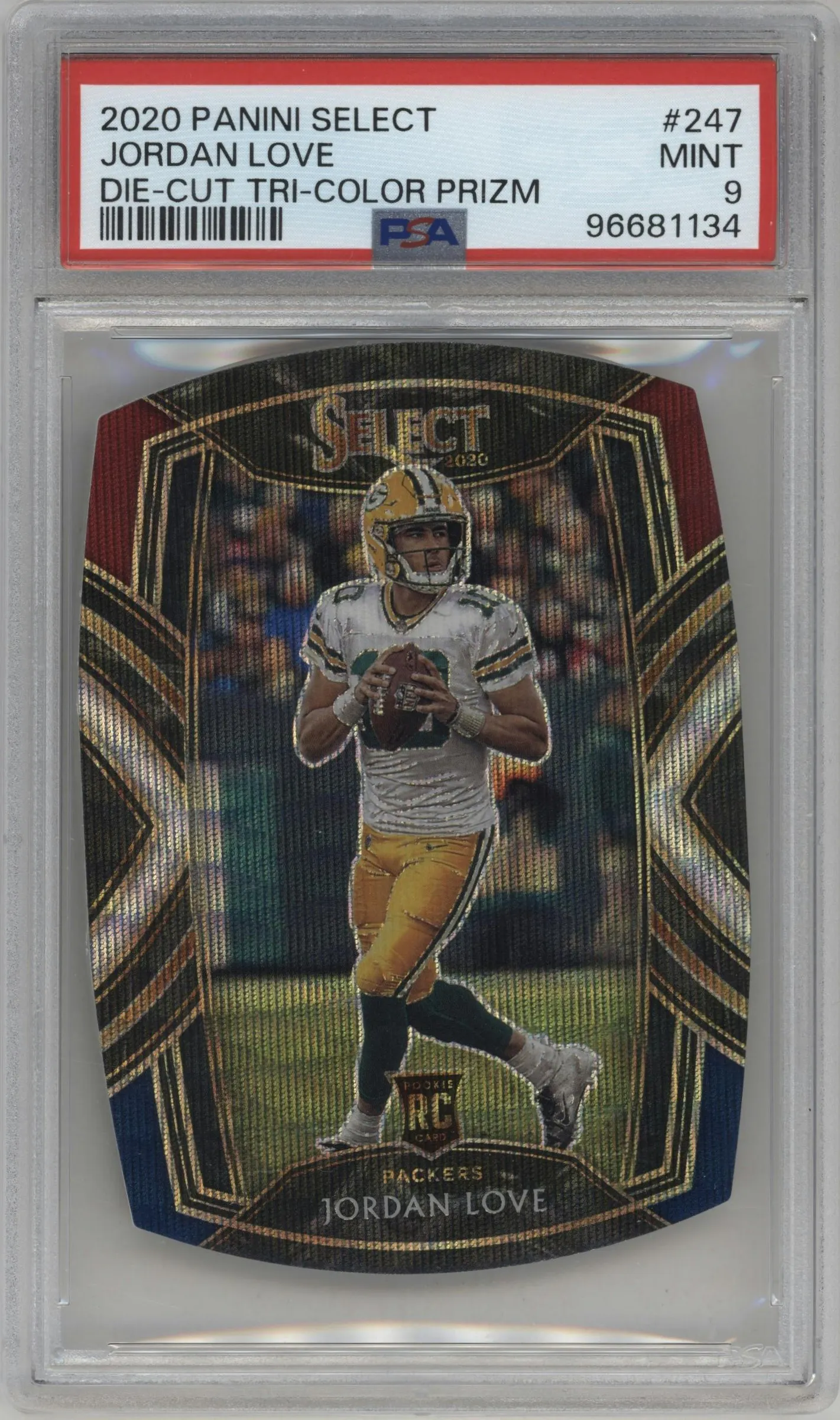 2020 Panini Select Club Lvl. Jordan Love Die-Cut Tri-Color #247 PSA 9