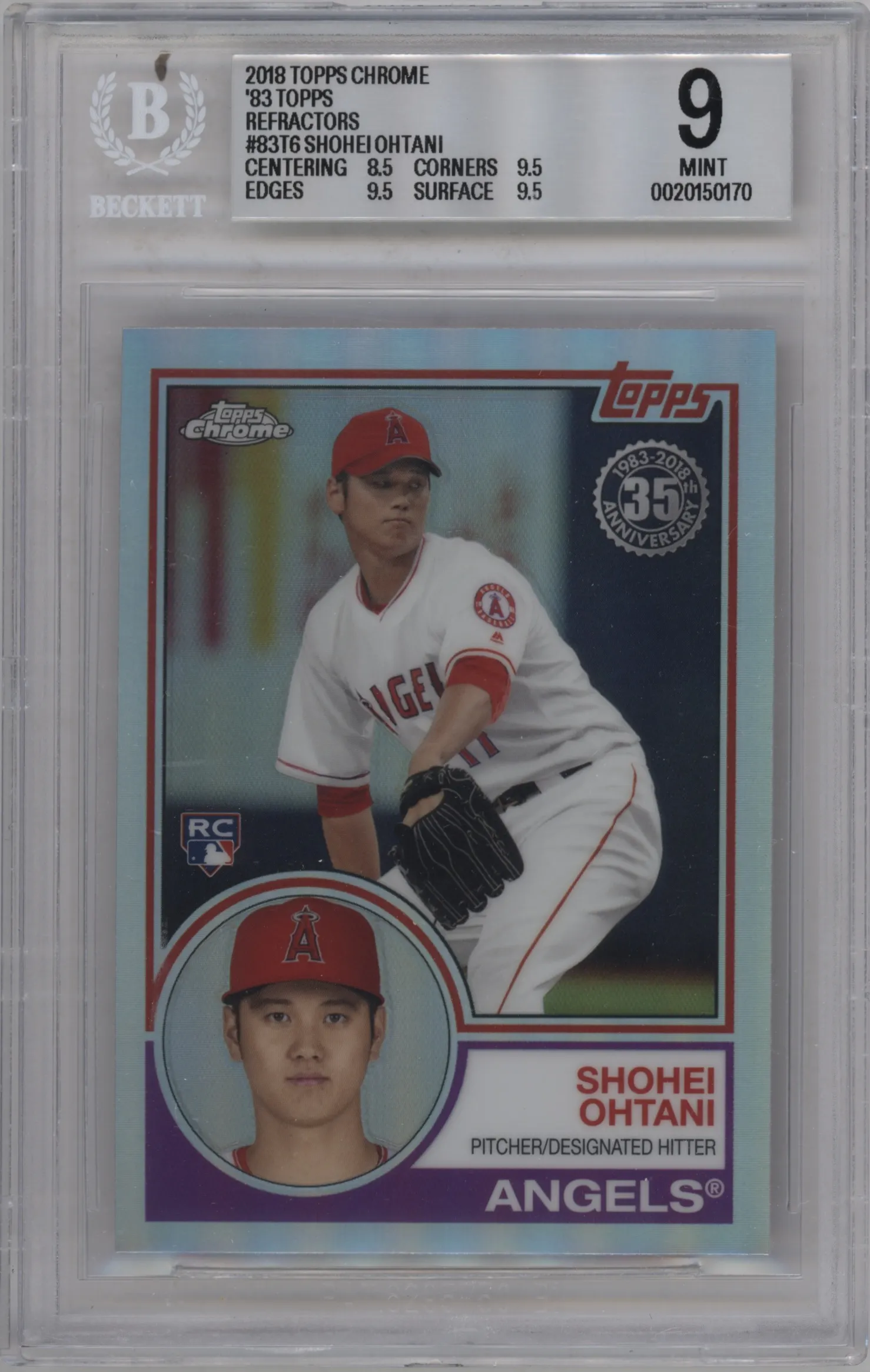 2018 Topps Chrome 1983 Topps Shohei Ohtani BGS 9