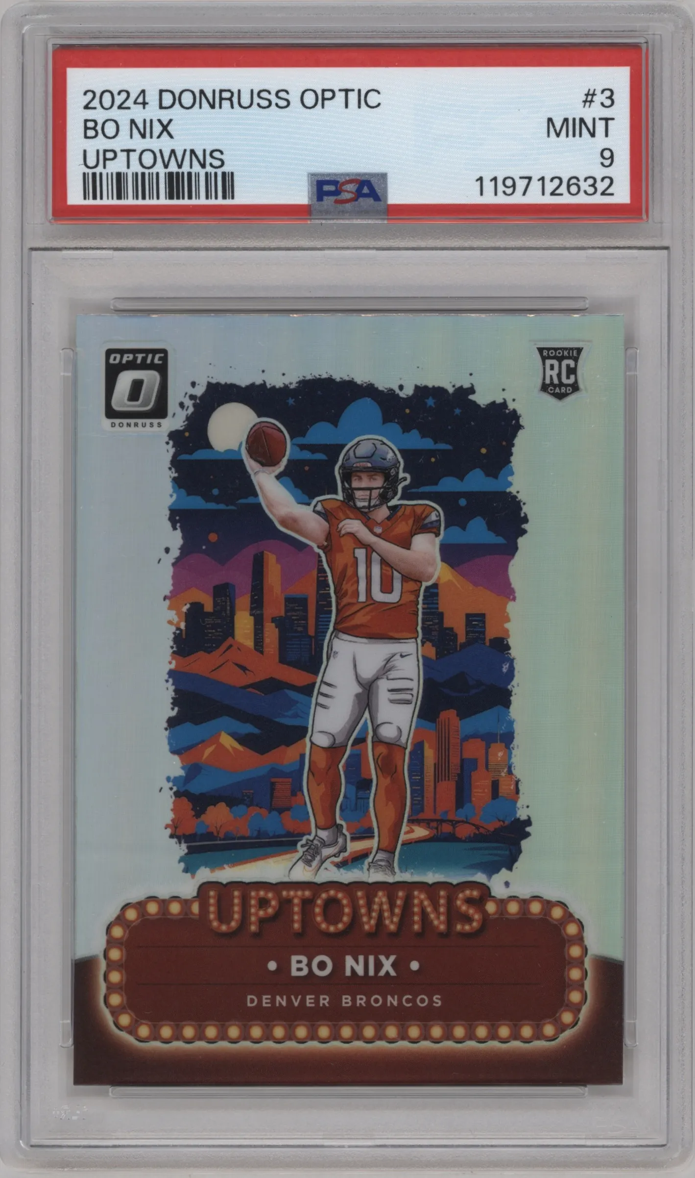 2024 Donruss Optic Uptowns Bo Nix #3 PSA 9