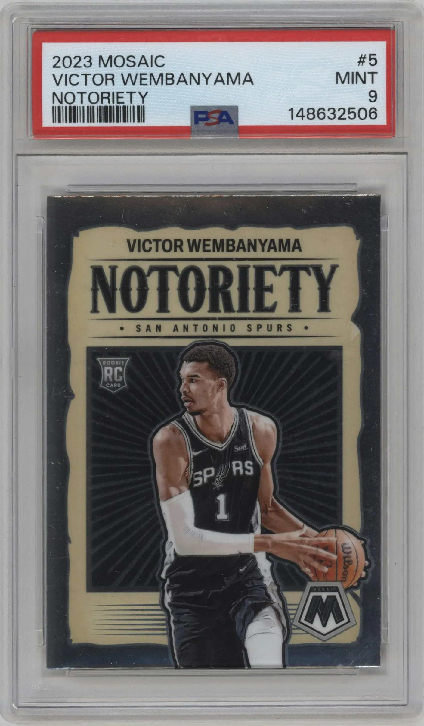 2023 Panini Mosaic Notoriety Victor Wembanyama #5 PSA 9