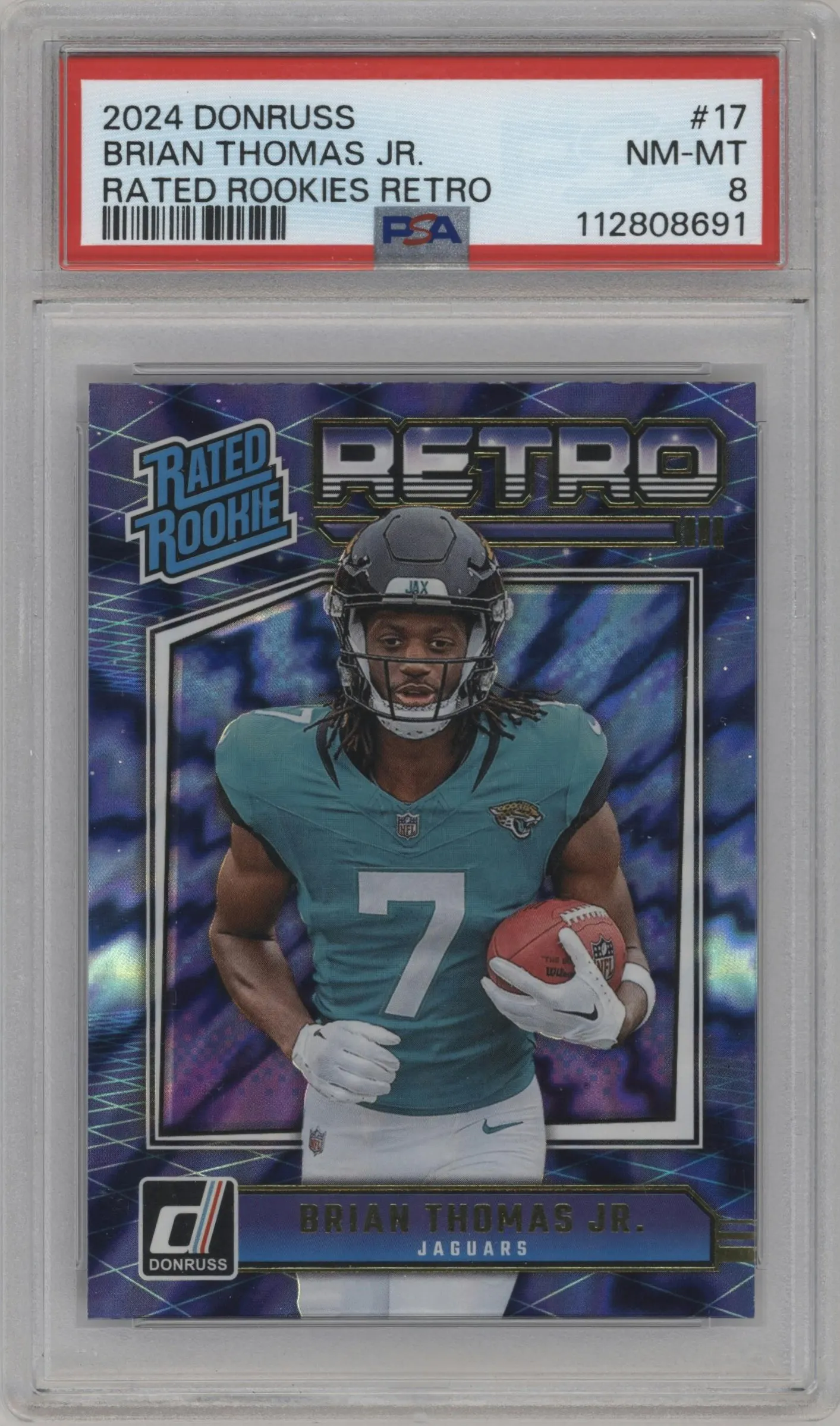 2024 Donruss Retro Rtd.Rke. Brian Thomas Jr. #17 PSA 8
