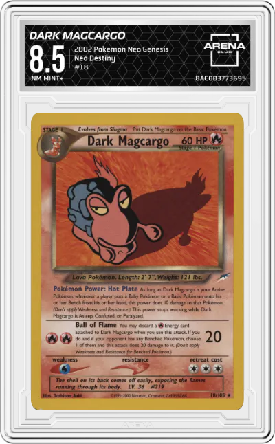 2002 Pokemon Neo Genesis Neo Destiny Dark Magcargo ARENA CLUB 8.5