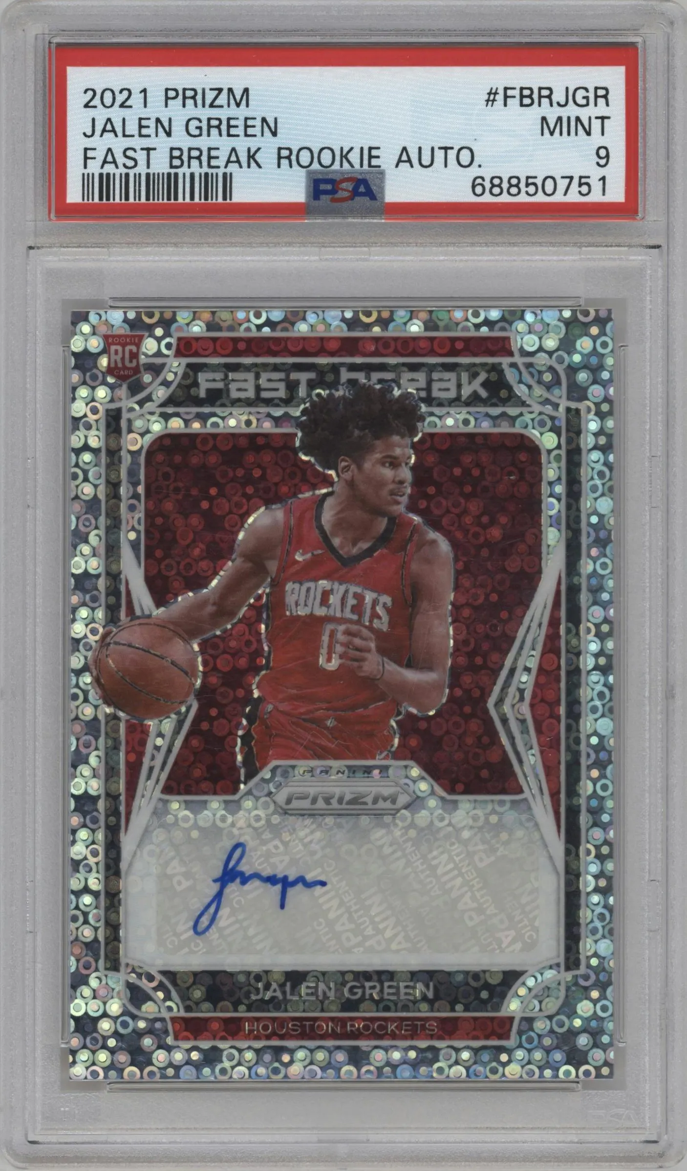 2021 Panini Prizm Fast Break Rke.Auto Jalen Green #FBR-JGR PSA 9