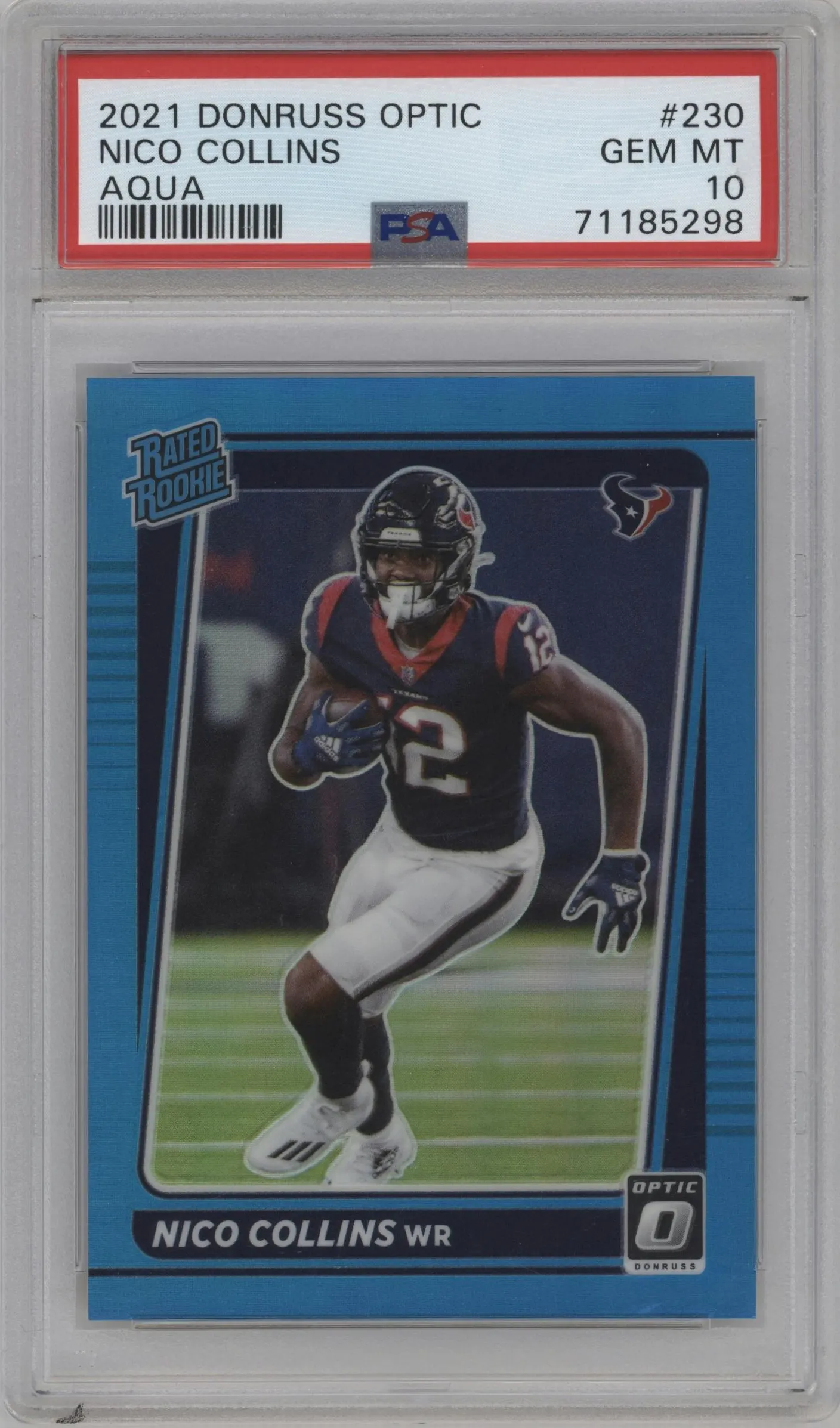 2021 Panini Donruss Optic Rated Rookie Nico Collins Aqua #230 PSA 10