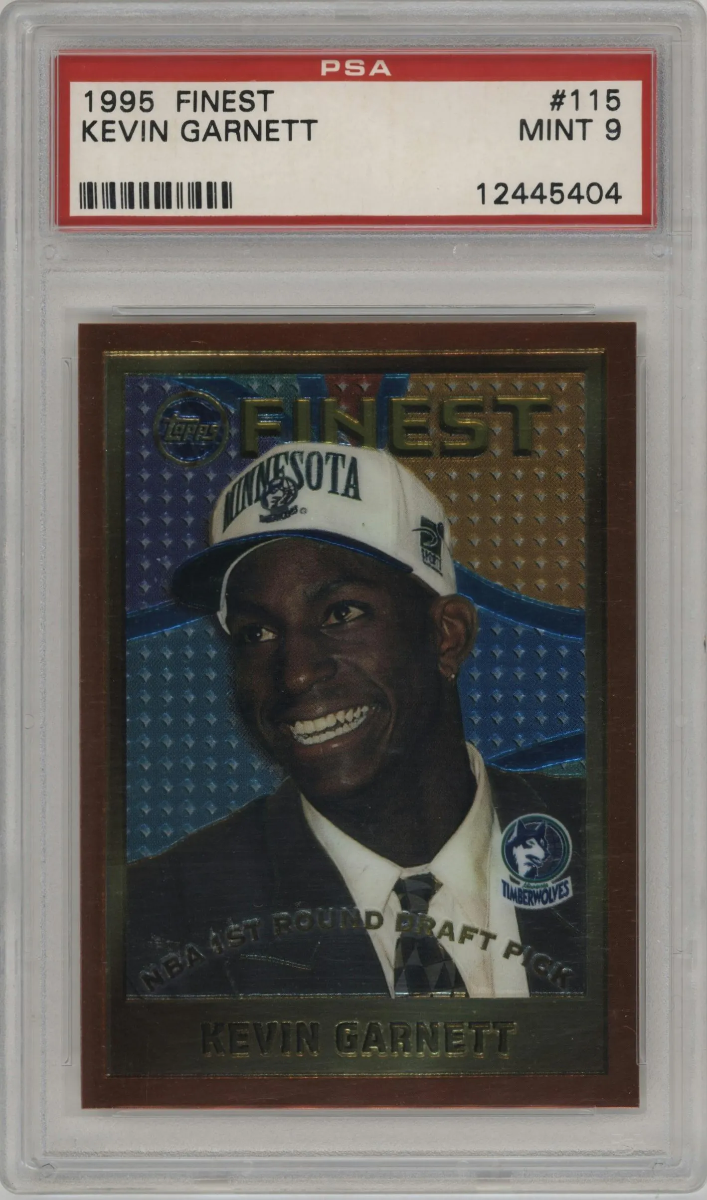 1995 Topps Finest Kevin Garnett #115 PSA 9