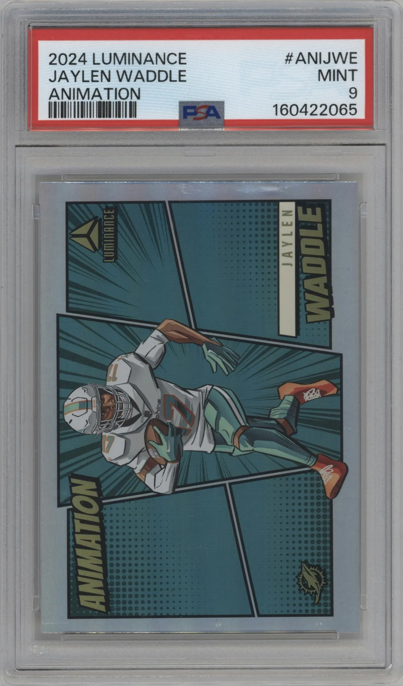 2024 Panini Luminance Animation Jaylen Waddle #ANI-JWE PSA 9