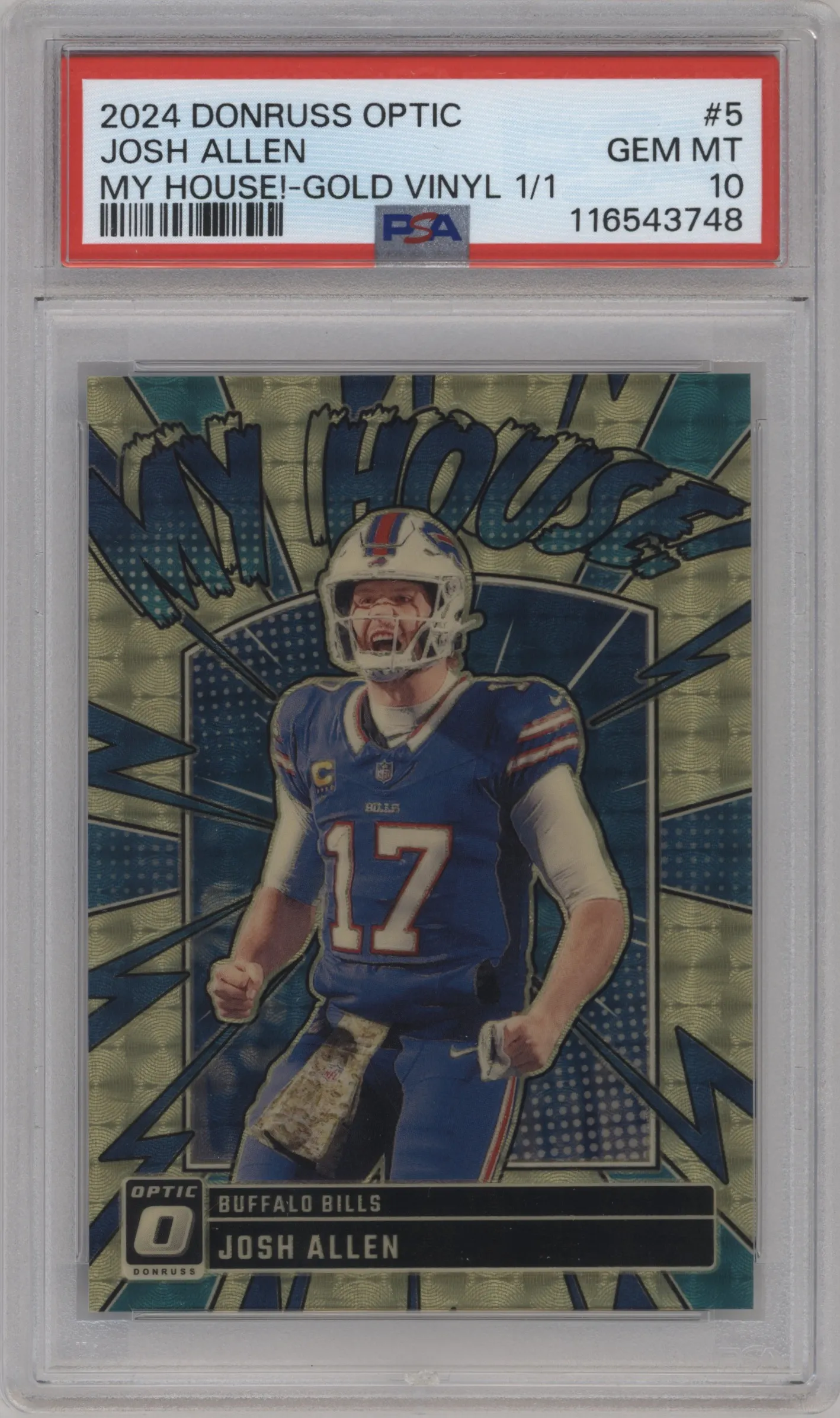 2024 Donruss Optic My House! Josh Allen Gold Vinyl #5 PSA 10