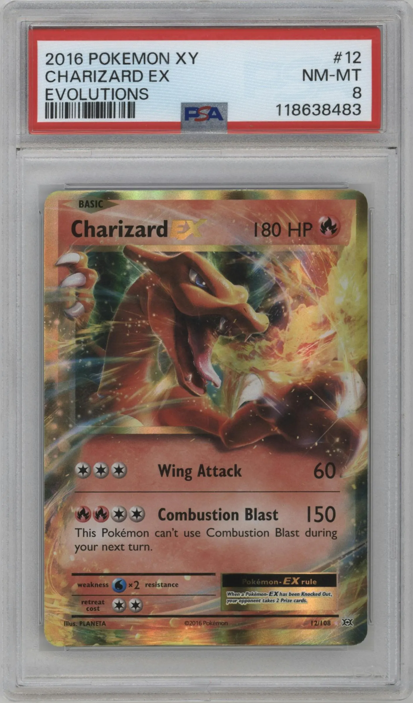 2016 Pokemon XY Evolutions Charizard EX #12 PSA 8