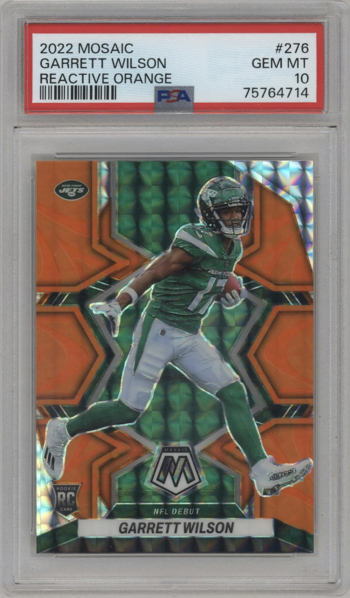 2022 Panini Mosaic Garrett Wilson Reactive Orange #276 PSA 10