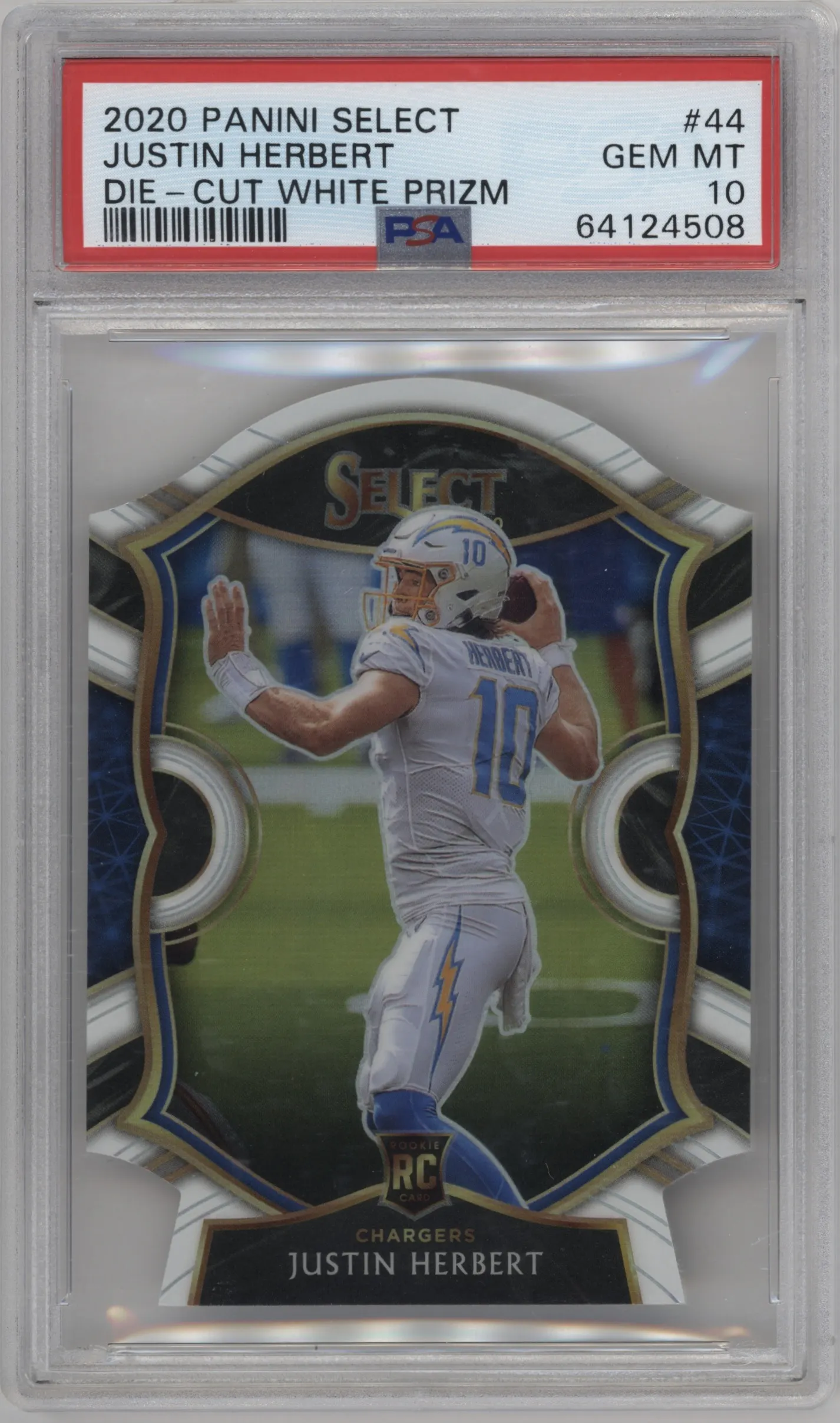 2020 Panini Select Justin Herbert Die-Cut White #44 PSA 10