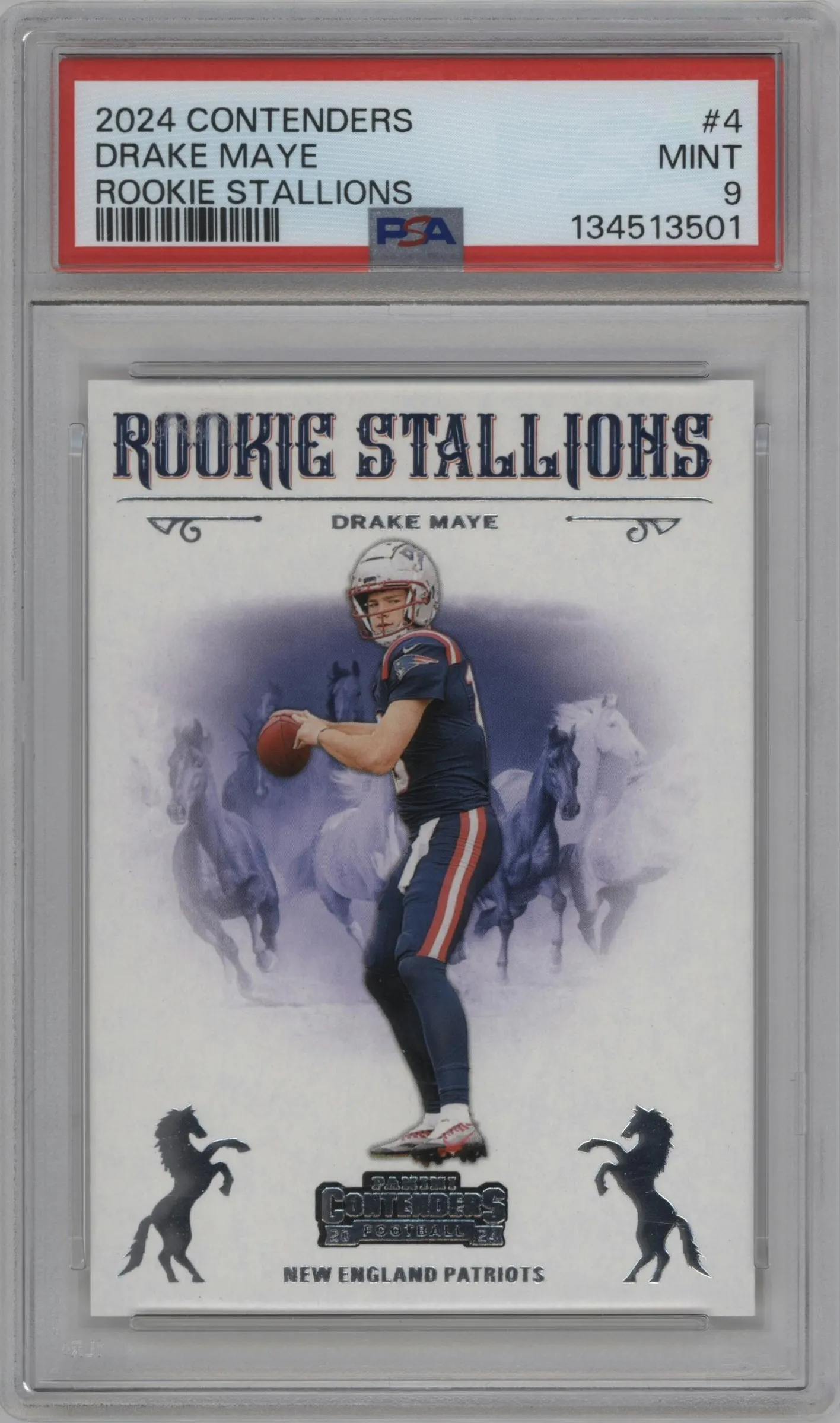 2024 Panini Contenders Rookie Stallions Drake Maye PSA 9
