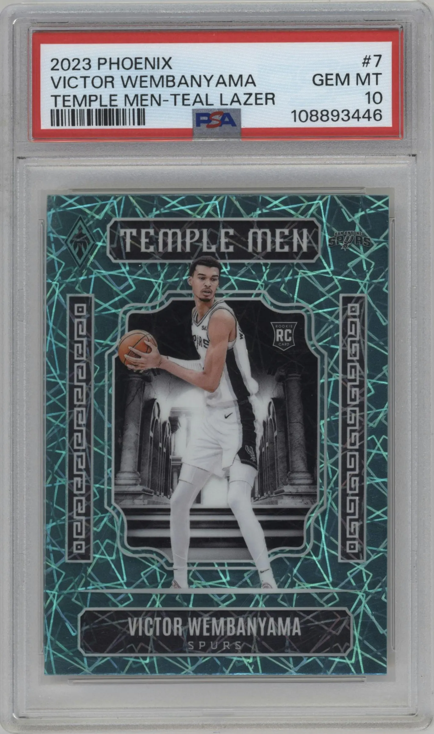 2023 Panini Phoenix Temple Men Victor Wembanyama Teal Lazer #7 PSA 10