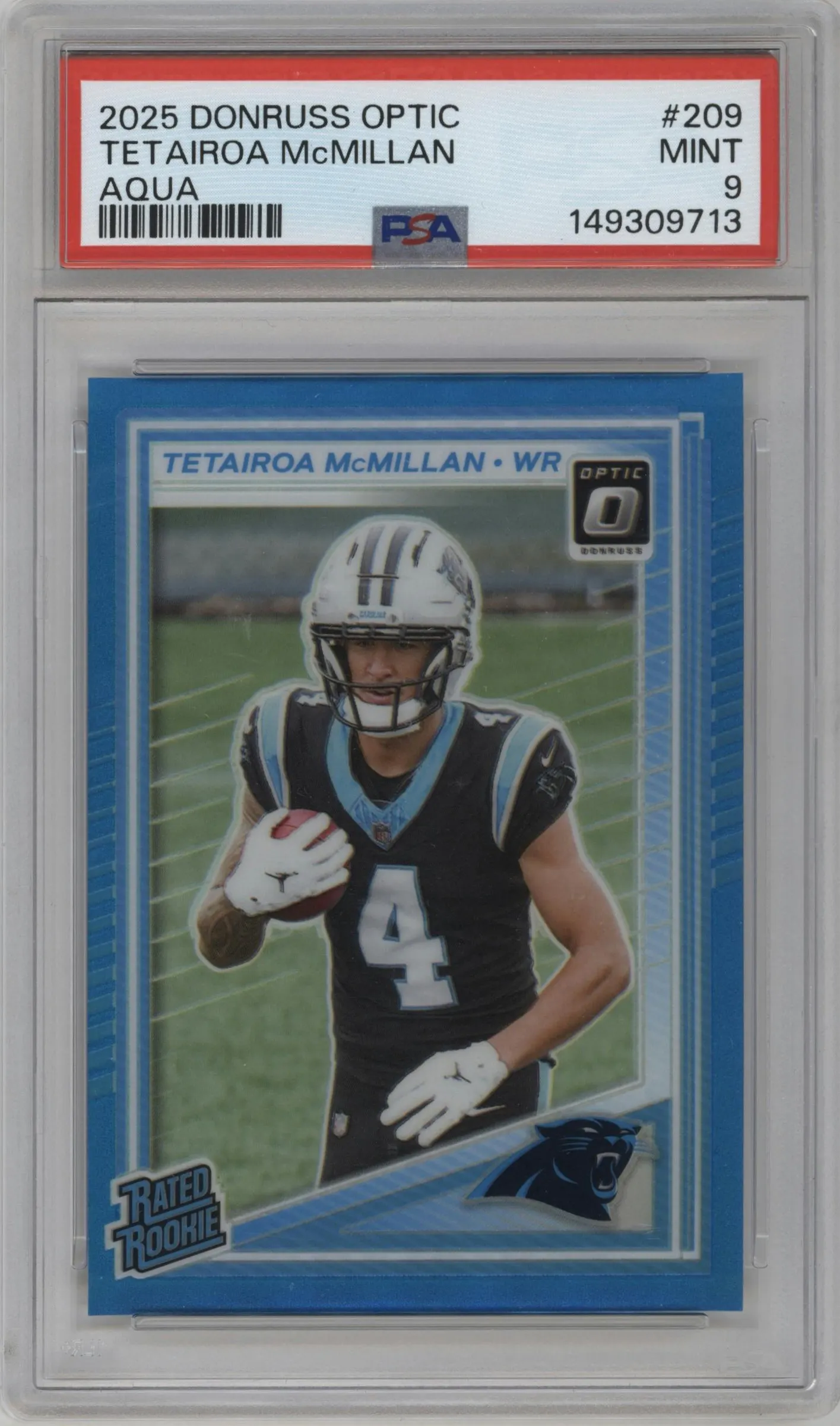 2025 Donruss Optic Rated Rookie Tetairoa McMillan Aqua #209 PSA 9
