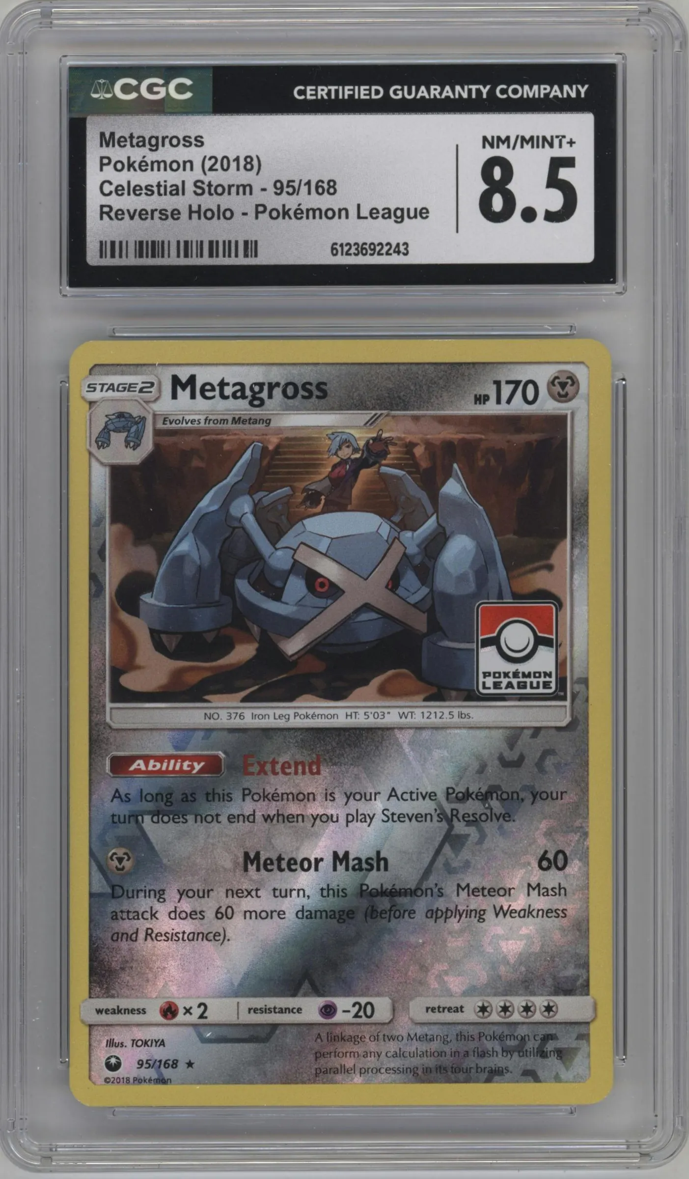 2018 Pokemon S&M Celestial Storm Metagross 2018 Pokemon League Celestial Storm Season 2 #95 CGC 8.5