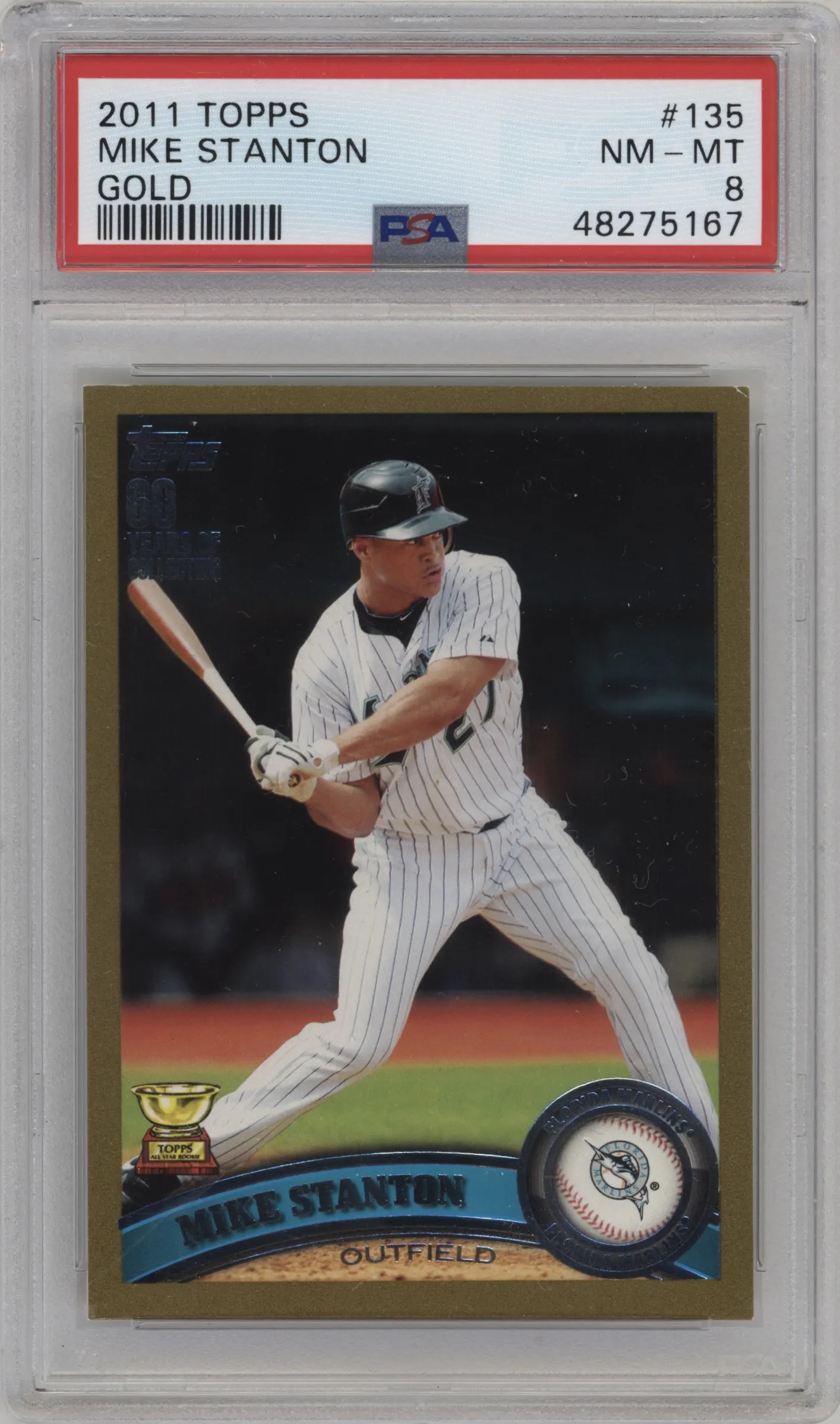 2011 Topps Mike Stanton Gold #135 PSA 8