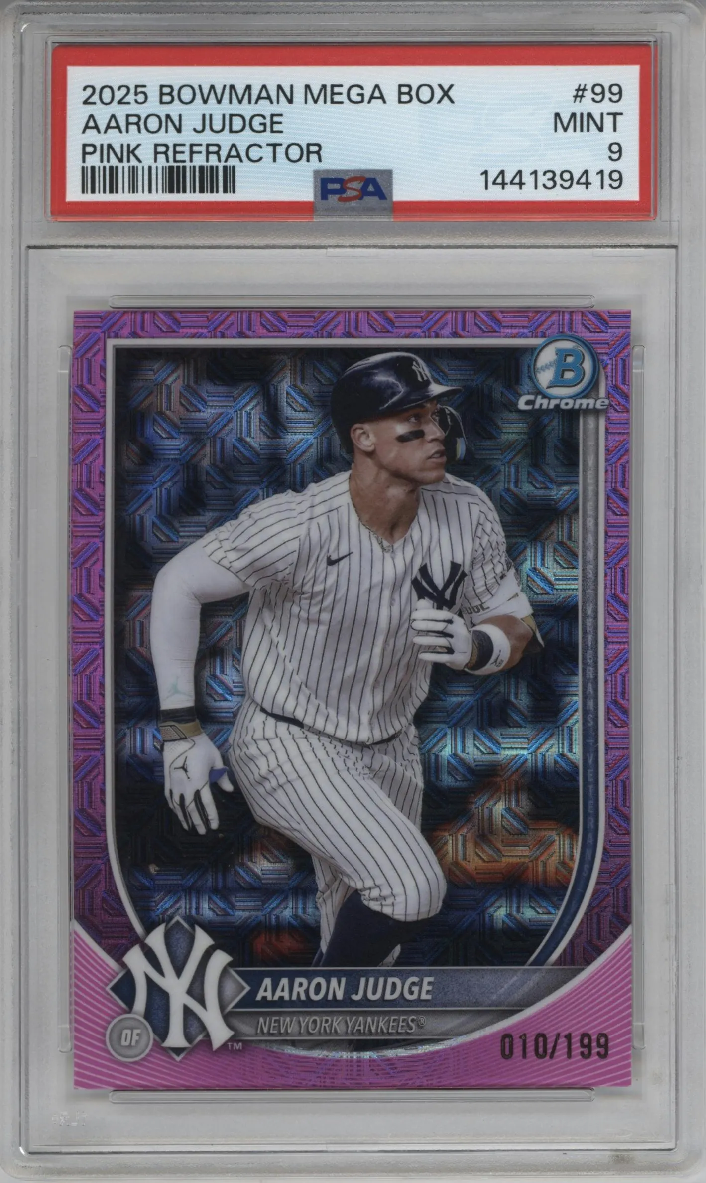2025 Bowman Mega Box Chrome Aaron Judge Pink Refractor #99 PSA 9