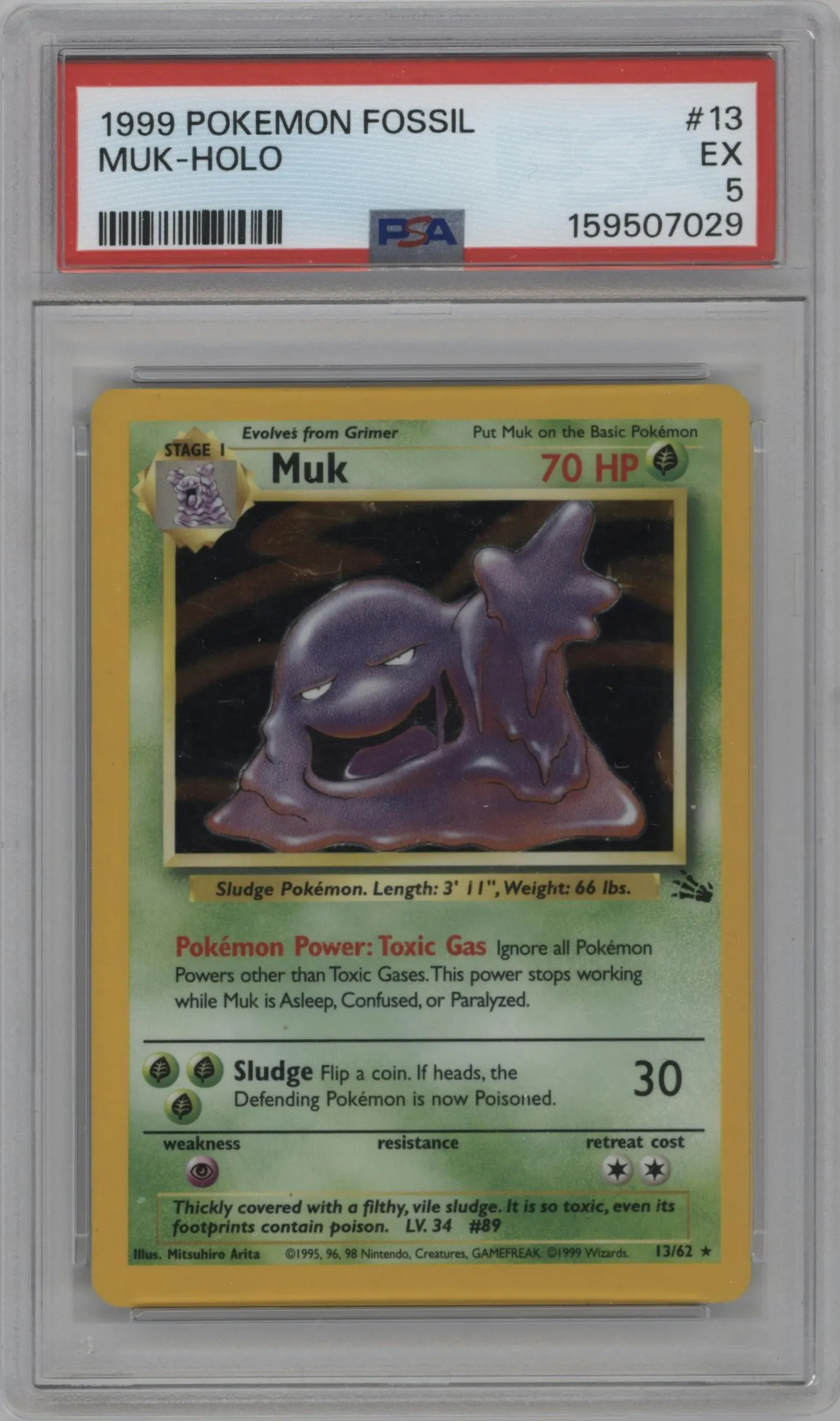1999 Pokemon Fossil Muk #13 PSA 5