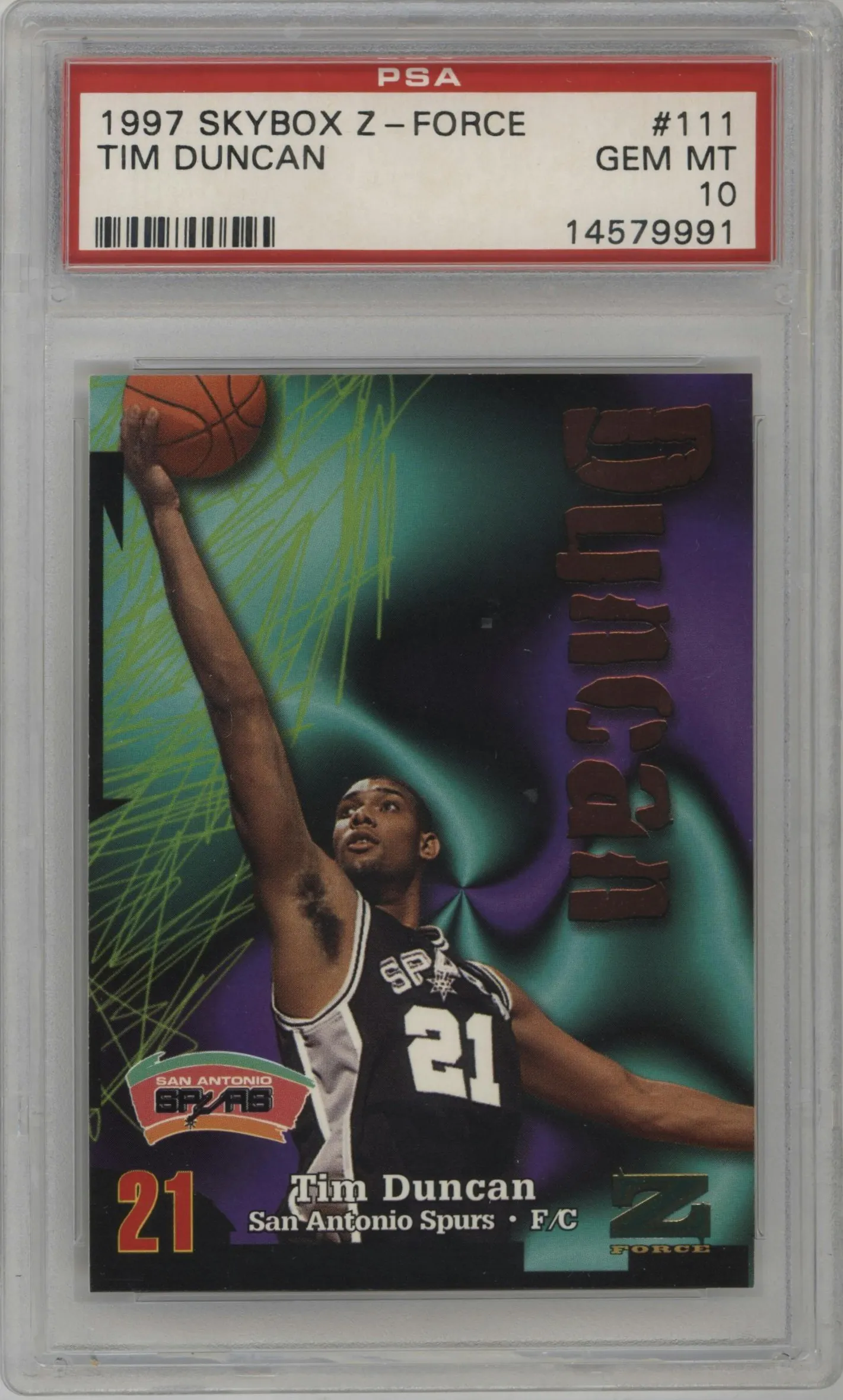 1997 Skybox Z-Force Tim Duncan #111 PSA 10
