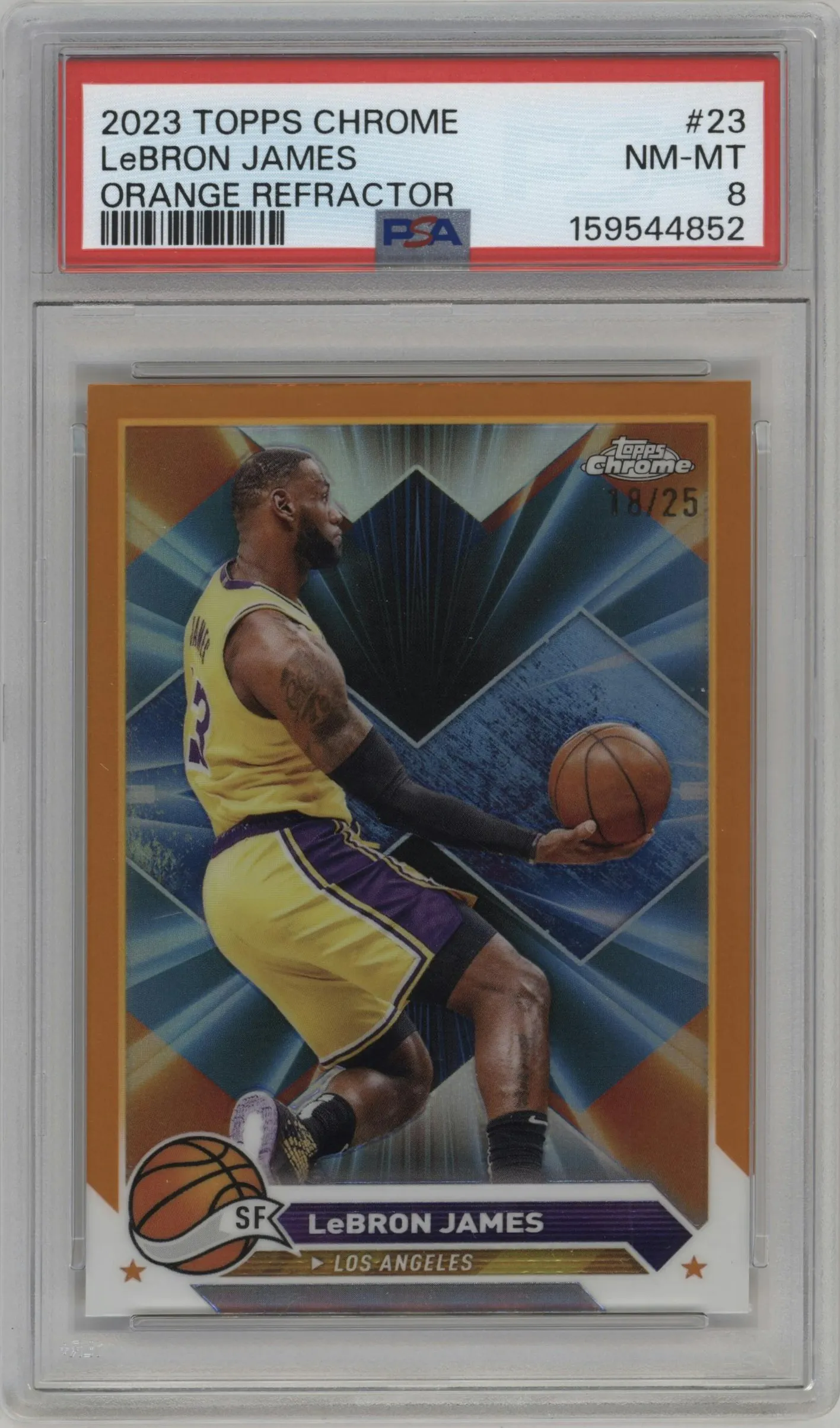 2023 Topps Chrome LeBron James Orange Refractor PSA 8