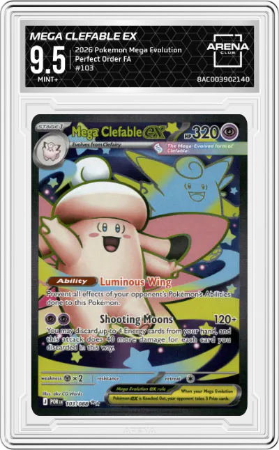 2026 Pokemon Mega Evolution Perfect Order Mega Clefable ex #103 ARENA CLUB 9.5