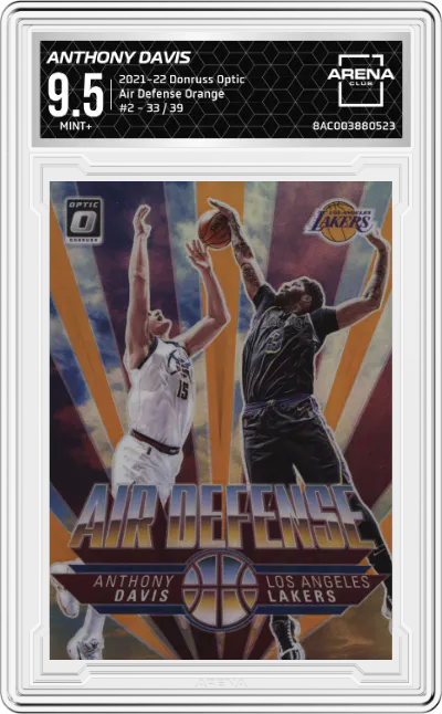 2021 Panini Donruss Optic Air Defense Anthony Davis Orange #2 ARENA CLUB 9.5