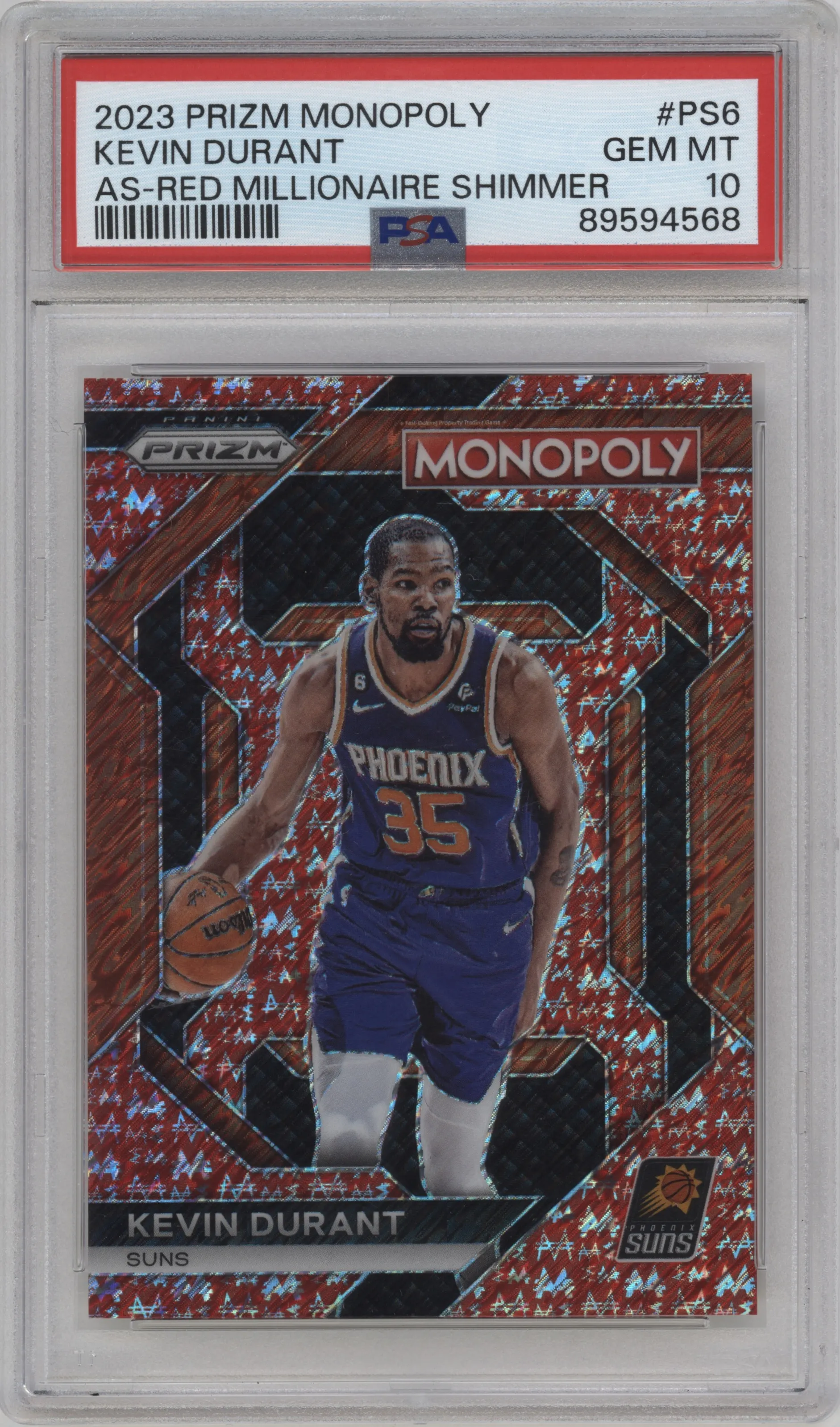 2023 Panini Prizm Monopoly All-Star Kevin Durant Red Millionaire Shimmer #PS6 PSA 10