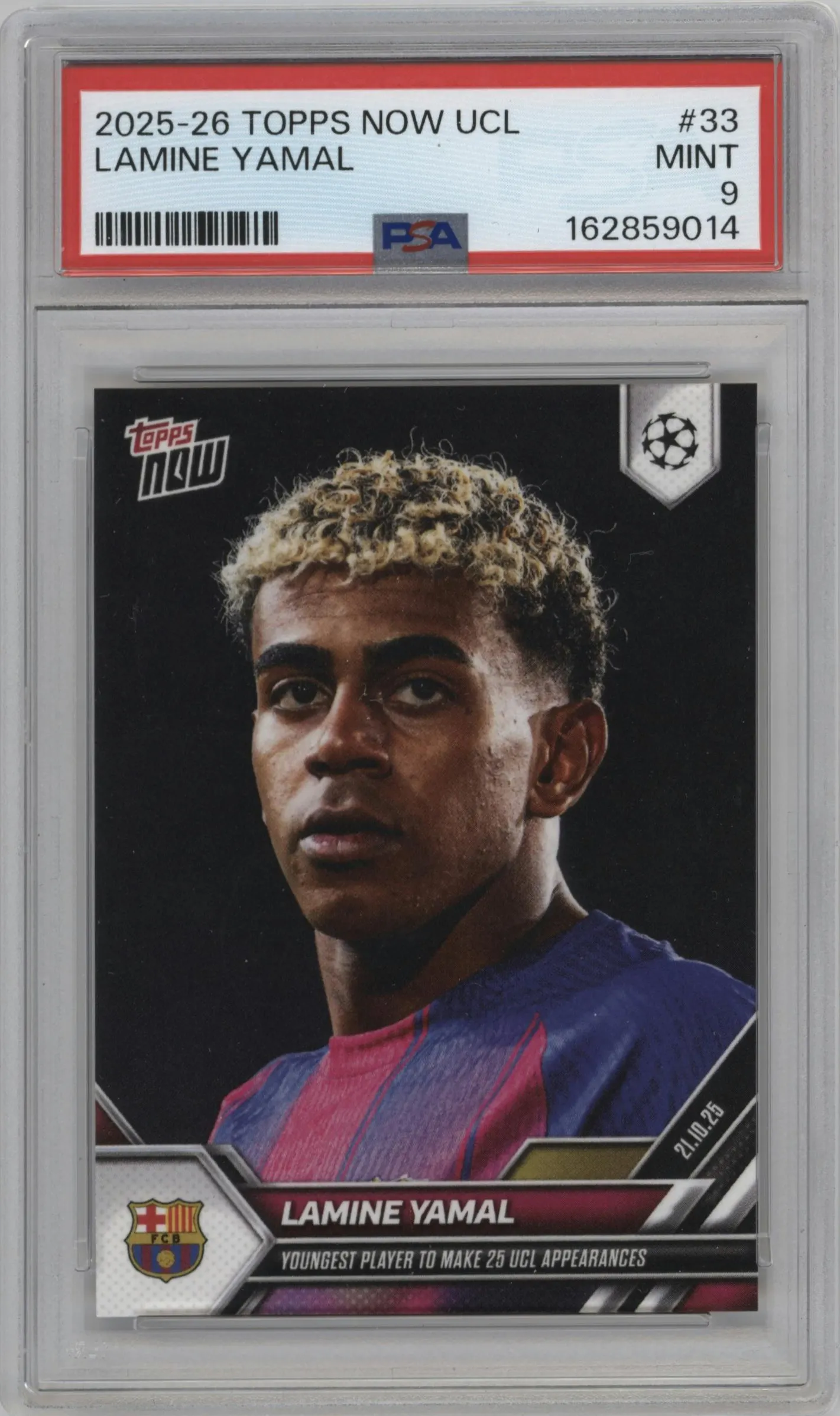2025 Topps Now UEFA Champions League Lamine Yamal #033 PSA 9