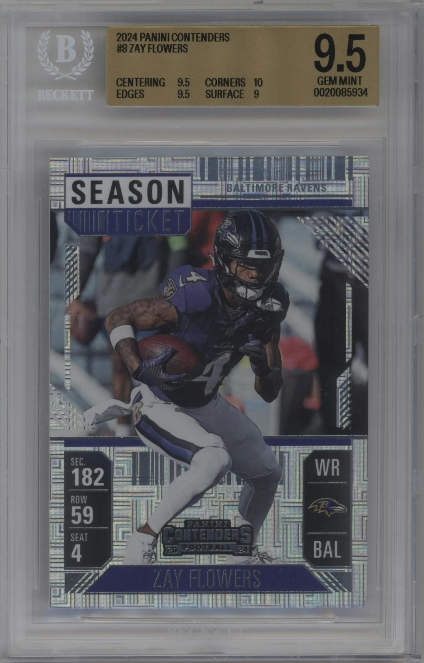 2024 Panini Contenders Zay Flowers #8 BGS 9.5