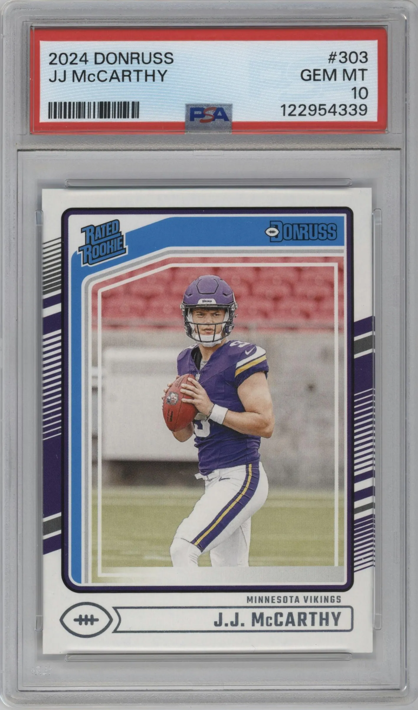 2024 Donruss Rated Rookie J.J. McCarthy #303 PSA 10