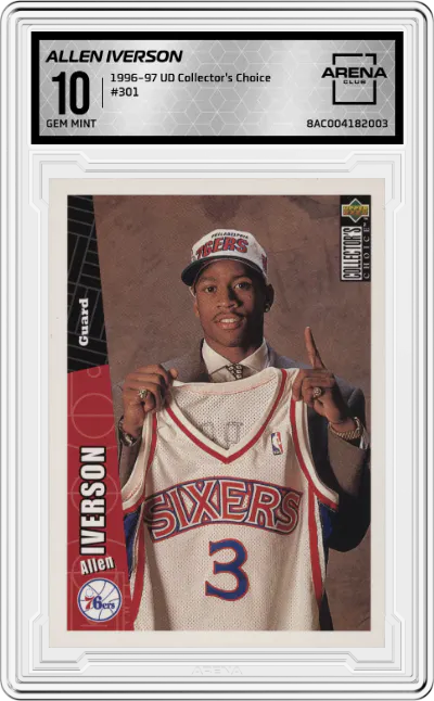 1996 Upper Deck Collector's Choice Allen Iverson #301 ARENA CLUB 10