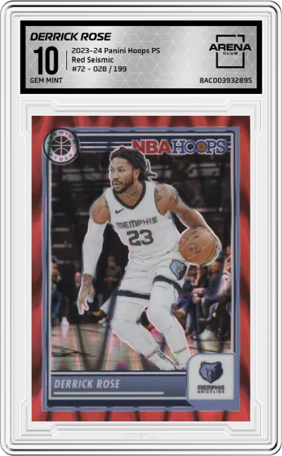 2023 Panini Hoops Premium Stock Derrick Rose Red Seismic Prizm ARENA CLUB 10