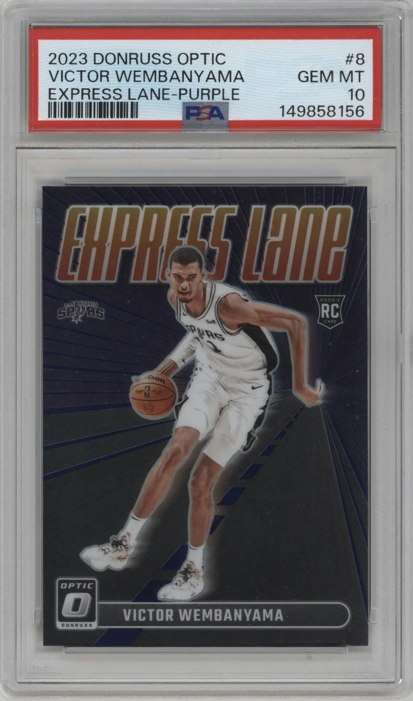 2023 Donruss Optic Express Lane Victor Wembanyama Purple PSA 10