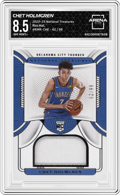 2022 Panini National Treasures Rke.Mat. Chet Holmgren #RMR-CHE ARENA CLUB 8.5