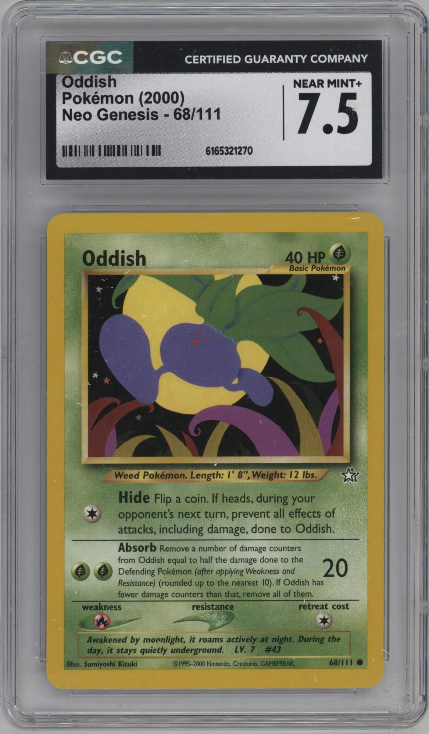 2000 Pokemon Neo Genesis Oddish #68 CGC 7.5