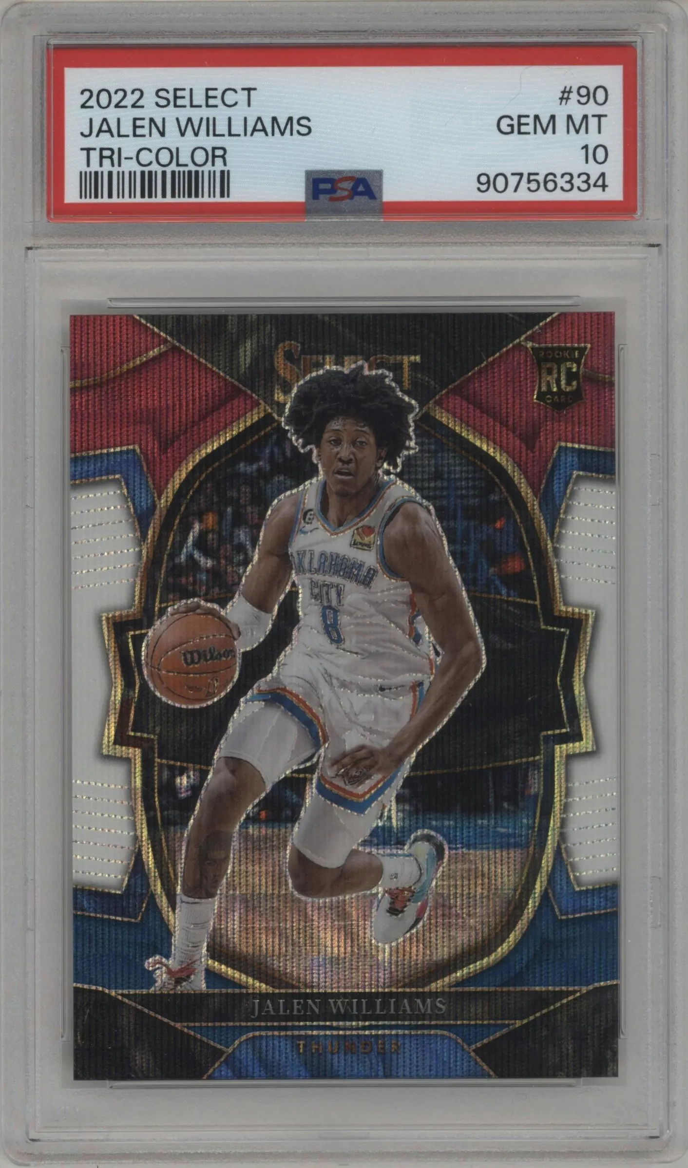 2022 Panini Select Jalen Williams Tri-Color #90 PSA 10