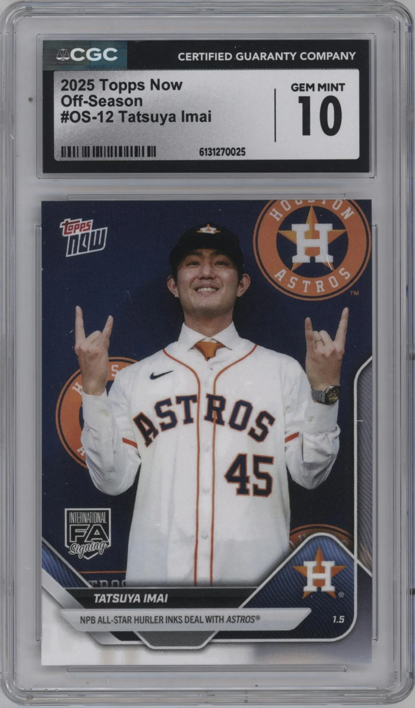 2025 Topps Now Off-Season Tatsuya Imai #OS-12 CGC 10