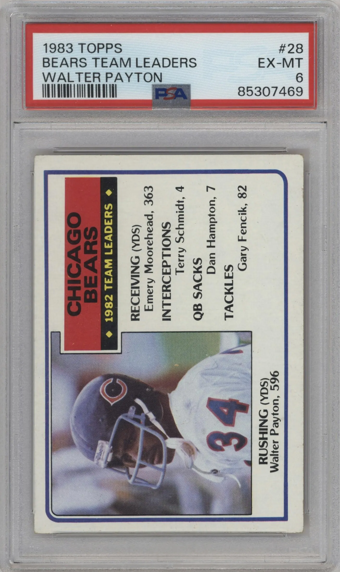 1983 Topps Walter Payton #28 PSA 6