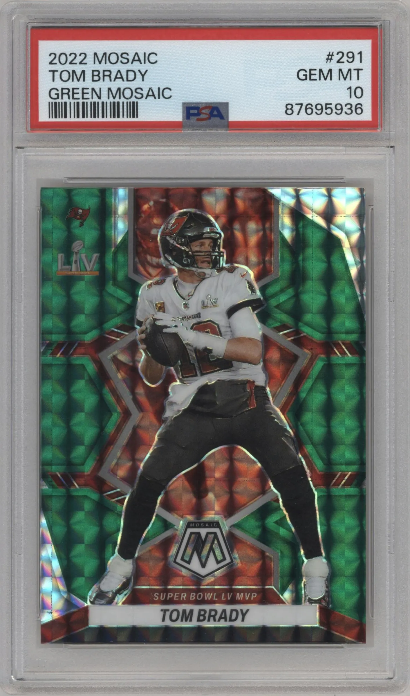 2022 Panini Mosaic Tom Brady Green Mosaic #291 PSA 10
