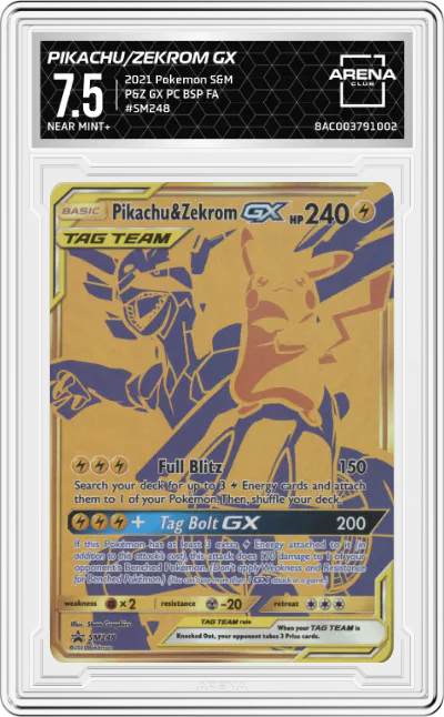 2021 Pokemon S&M Pikachu/Zekrom GX Pikachu & Zekrom GX Premium Collection ARENA CLUB 7.5