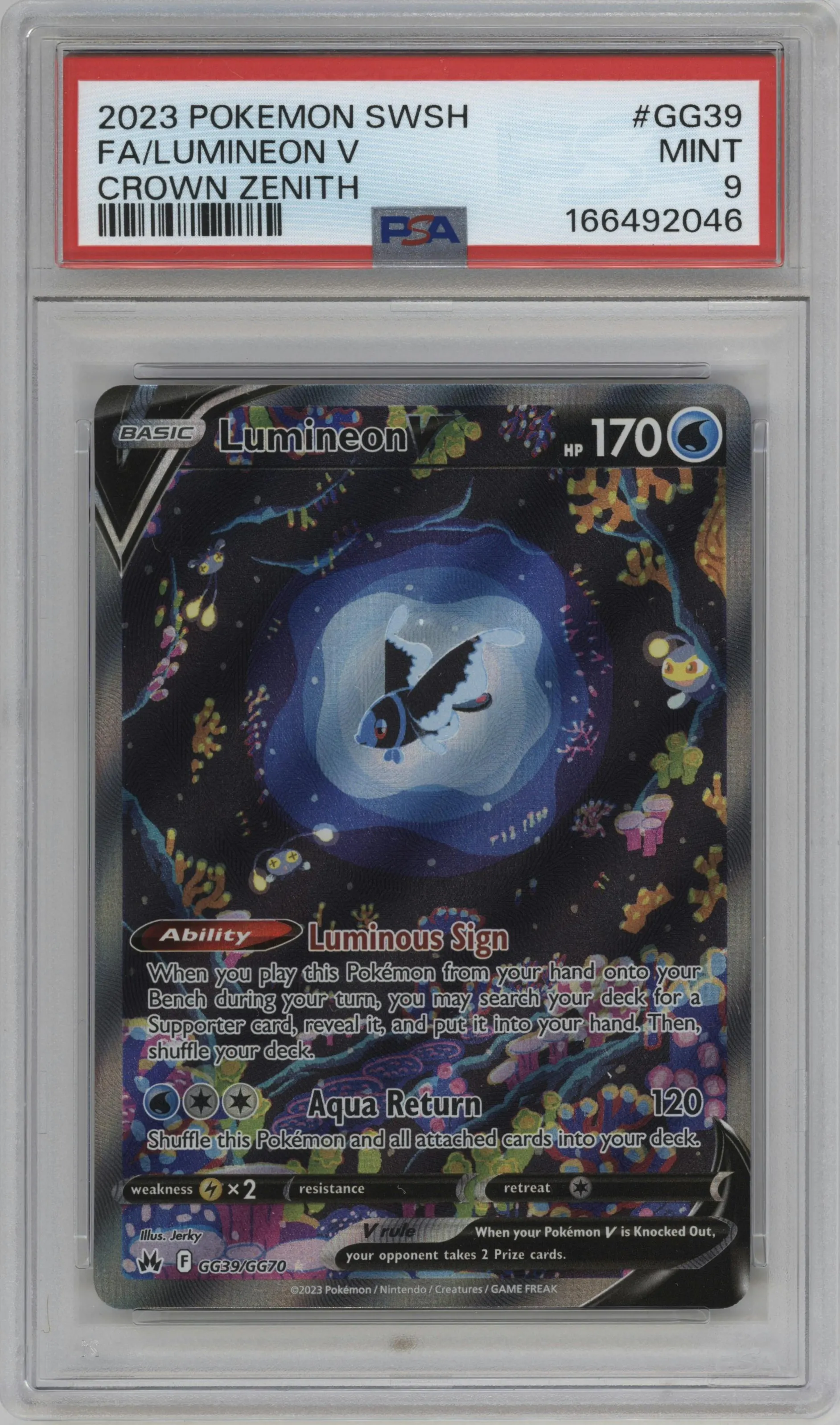2023 Pokemon SWSH Crown Zenith GG Lumineon V #GG39 PSA 9