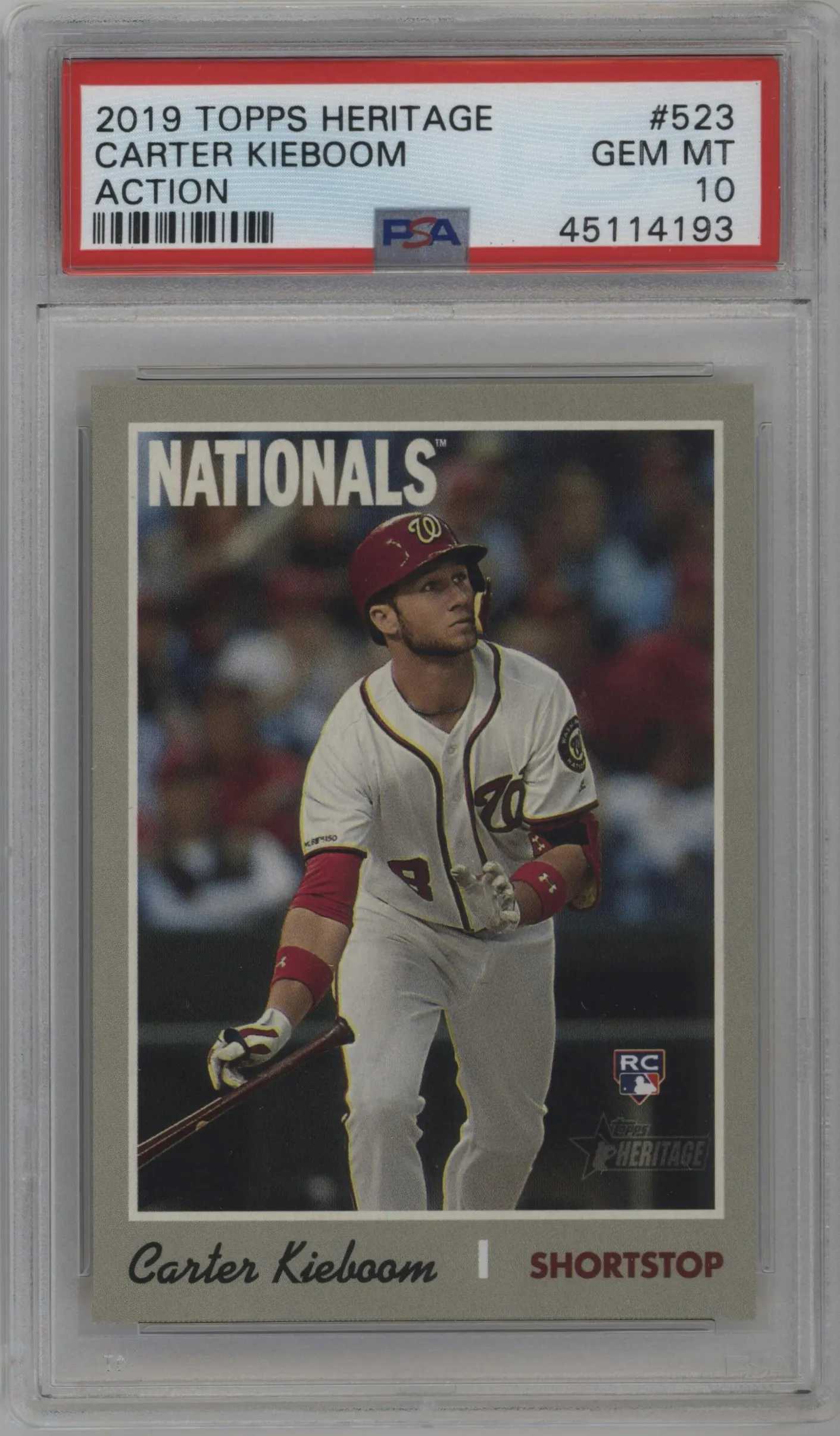 2019 Topps Heritage HN Variation Carter Kieboom PSA 10