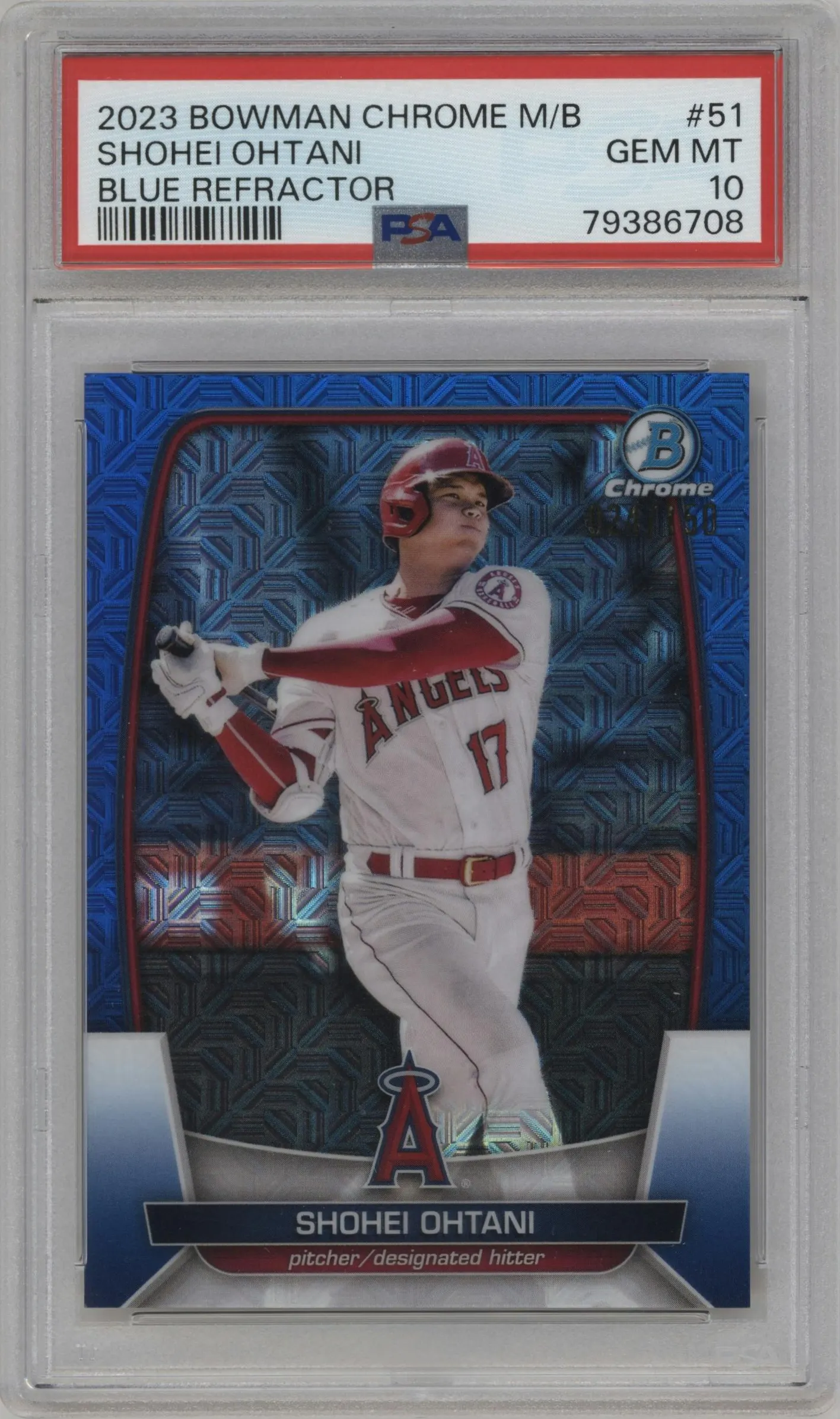 2023 Bowman Mega Box Chrome Shohei Ohtani Blue Refractor #51 PSA 10