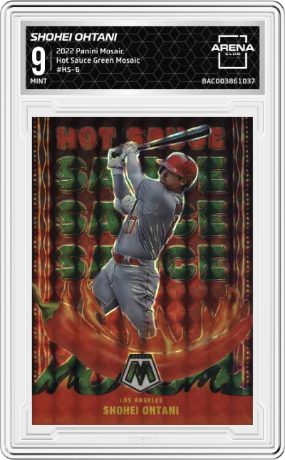 2022 Panini Mosaic Hot Sauce Shohei Ohtani Green Mosaic #HS-6 ARENA CLUB 9