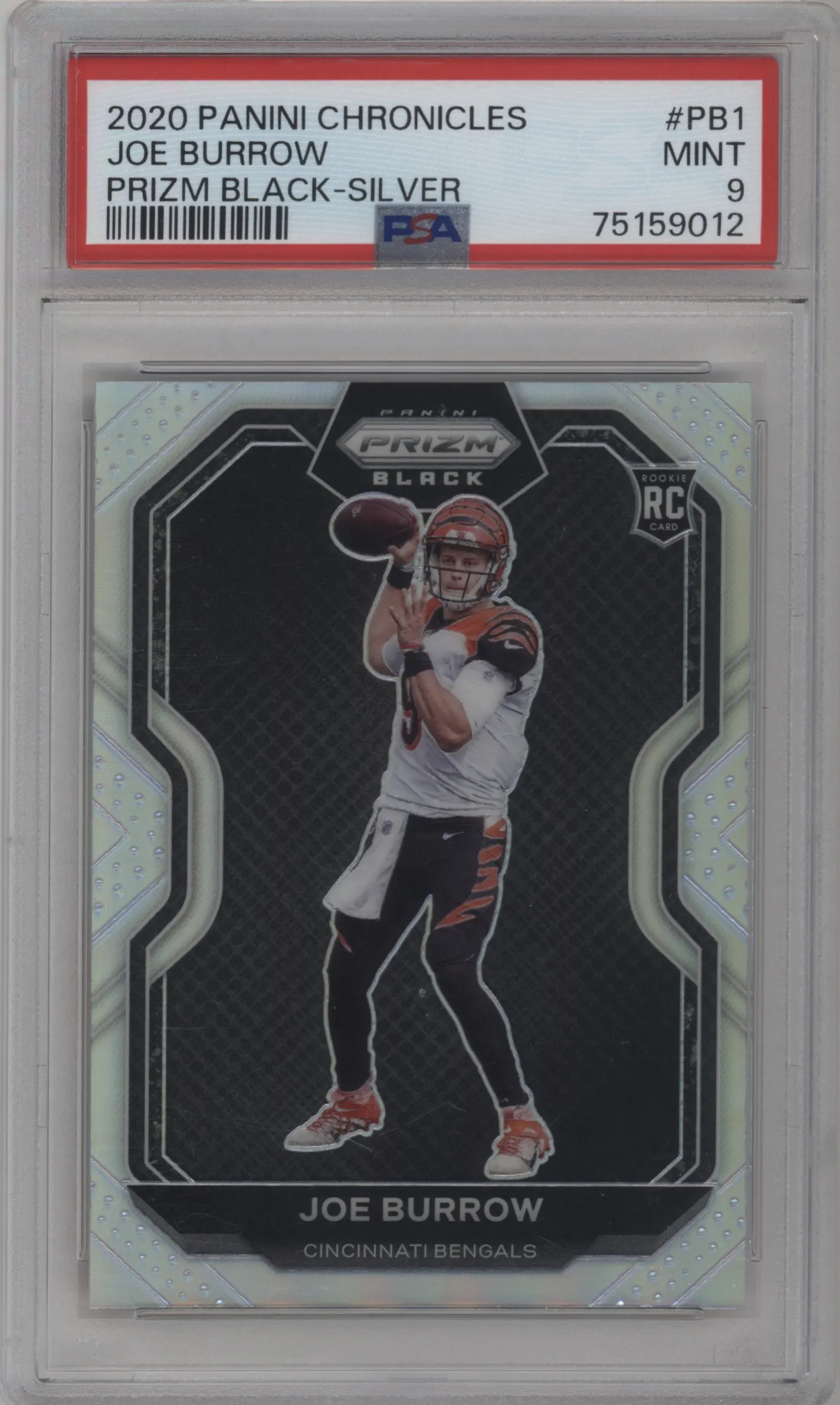 2020 Panini Chronicles Prizm Black Joe Burrow Silver #PB-1 PSA 9