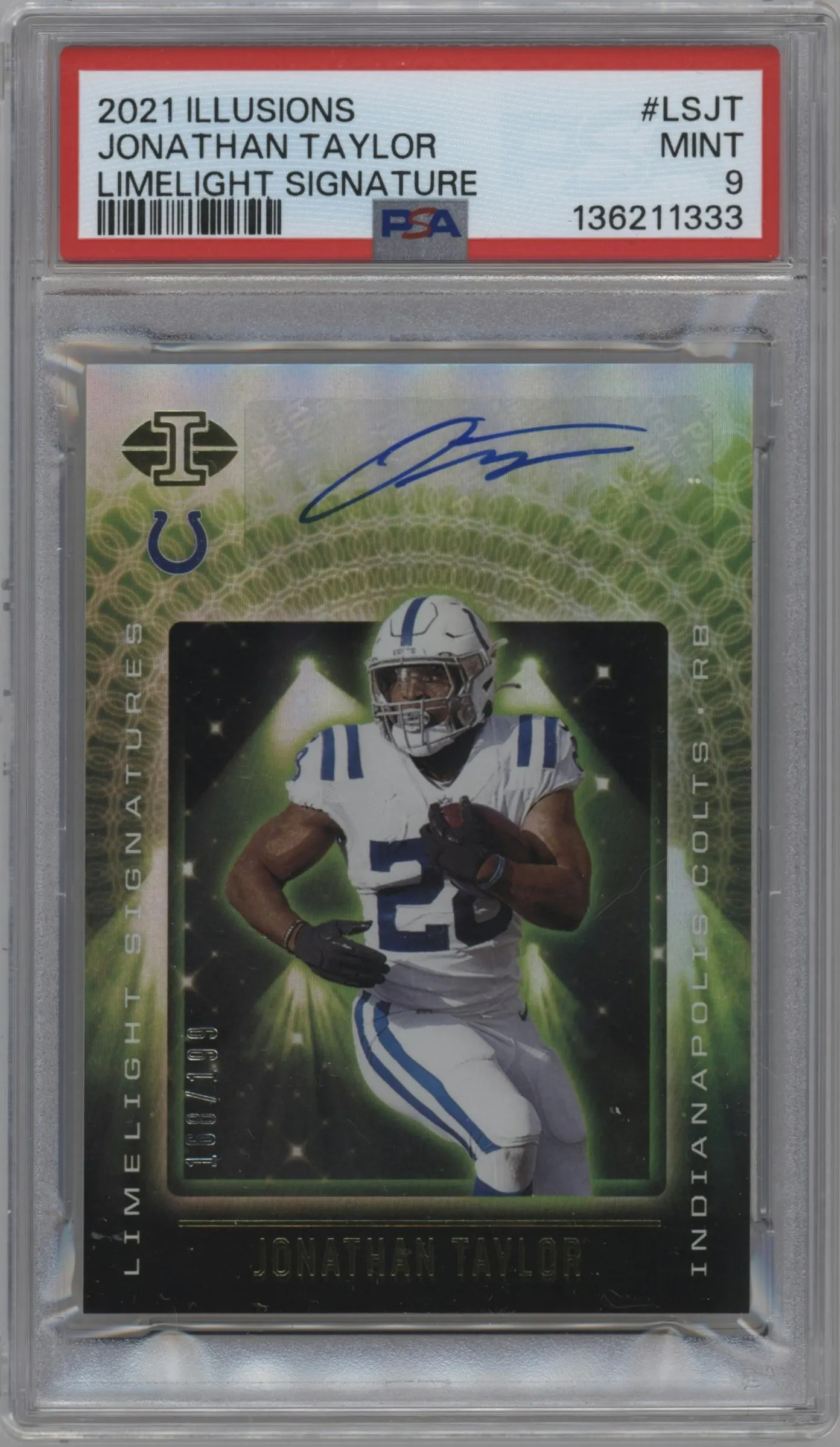 2021 Panini Illusions Limelight Sig. Jonathan Taylor #LS-JT PSA 9
