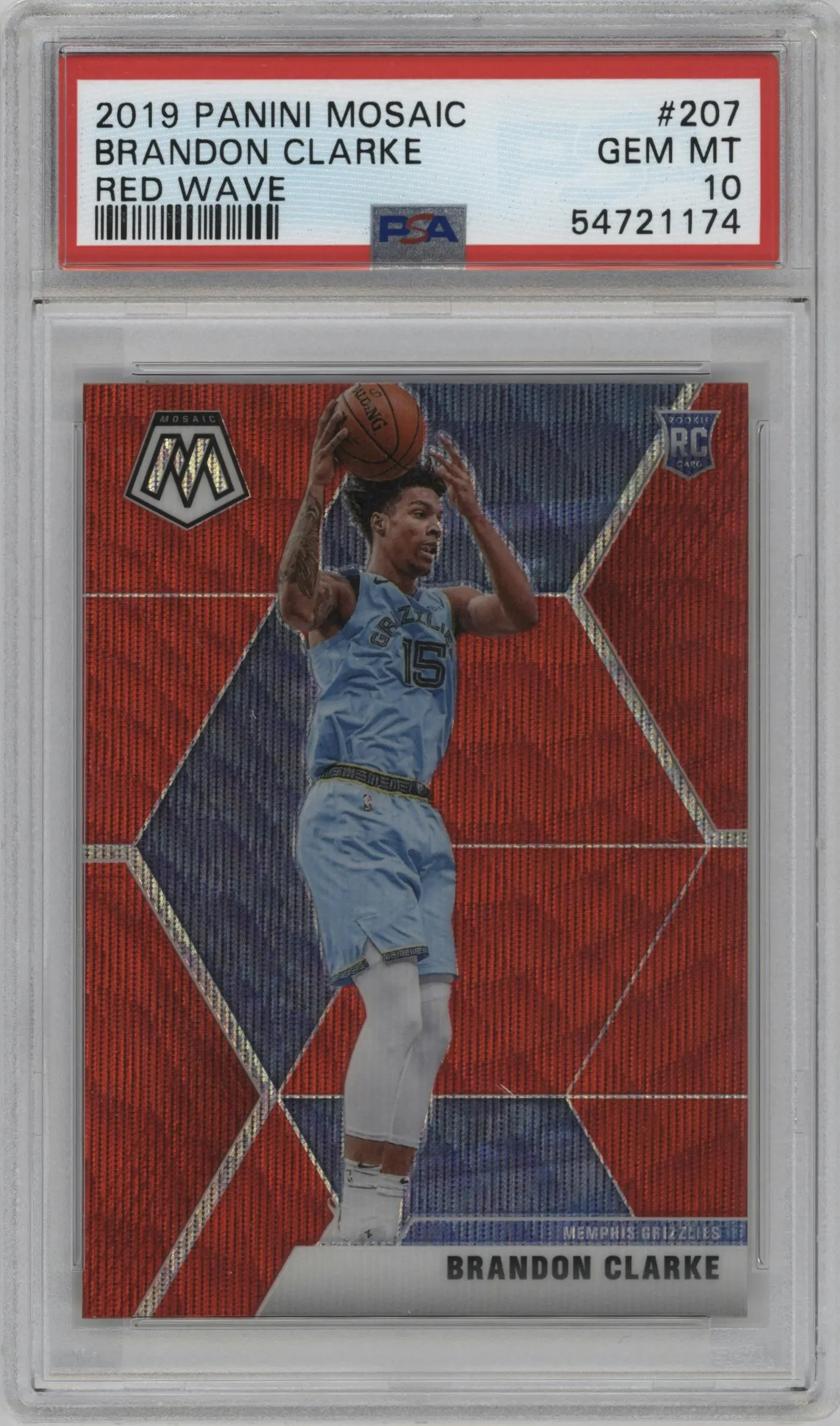 2019 Panini Mosaic Brandon Clarke Red Wave #207 PSA 10