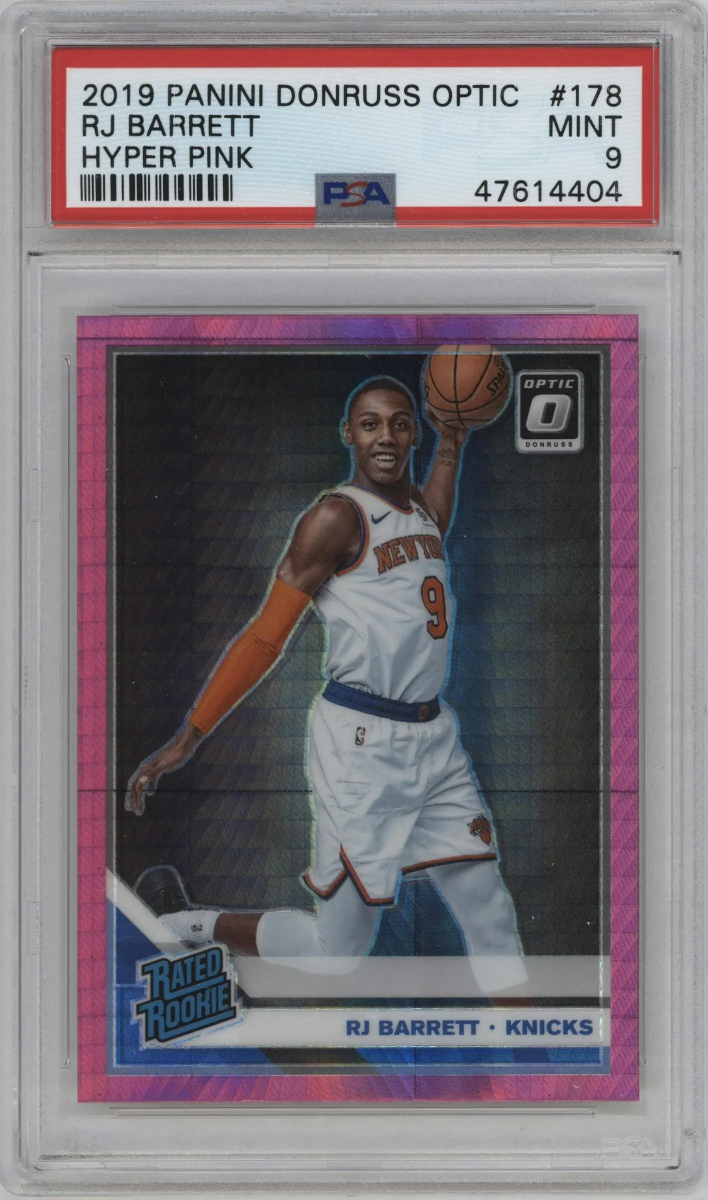 2019 Panini Donruss Optic Rated Rookie RJ Barrett Hyper Pink #178 PSA 9